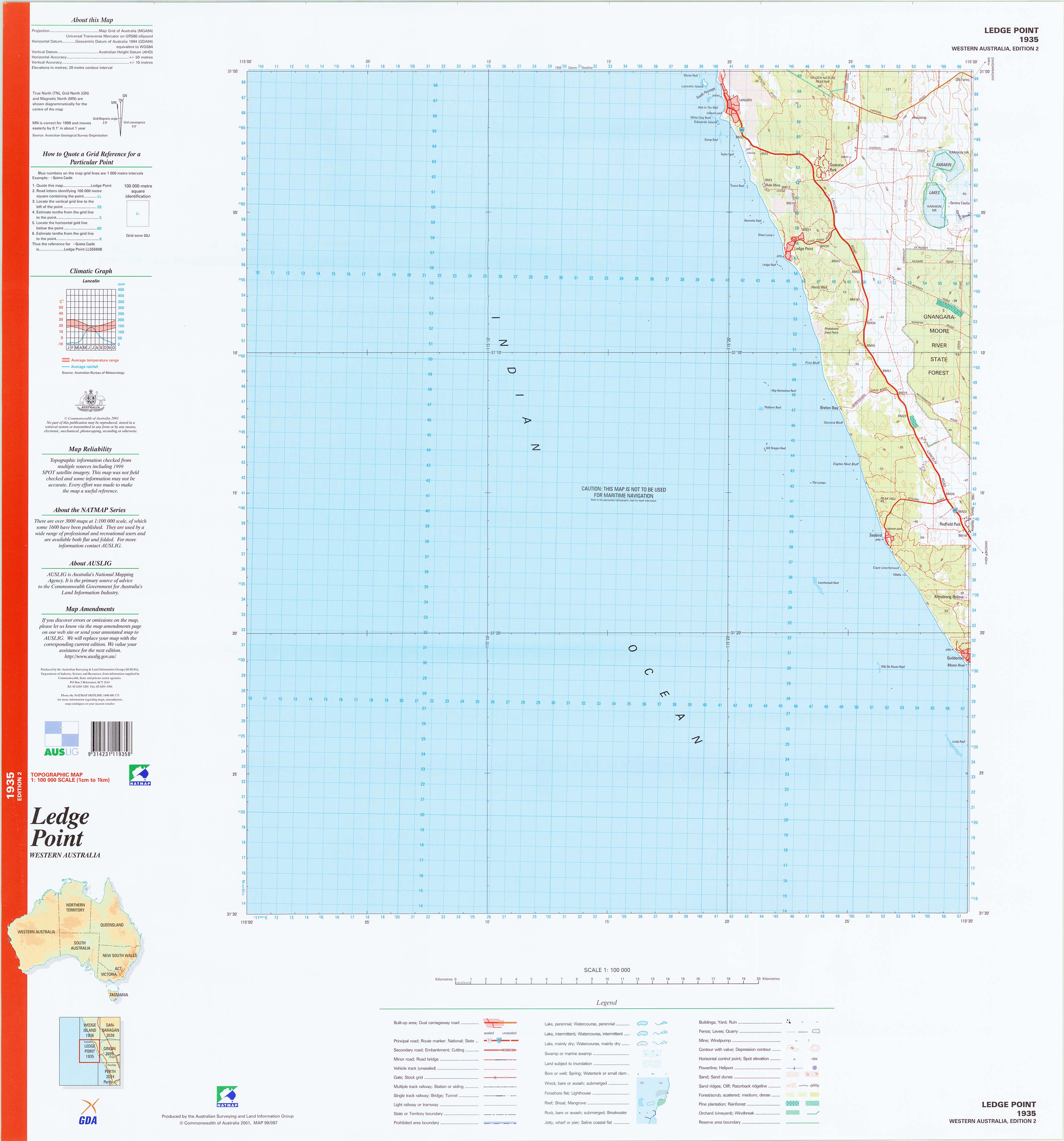 1935 Ledge Point 1:100k Topographic Map