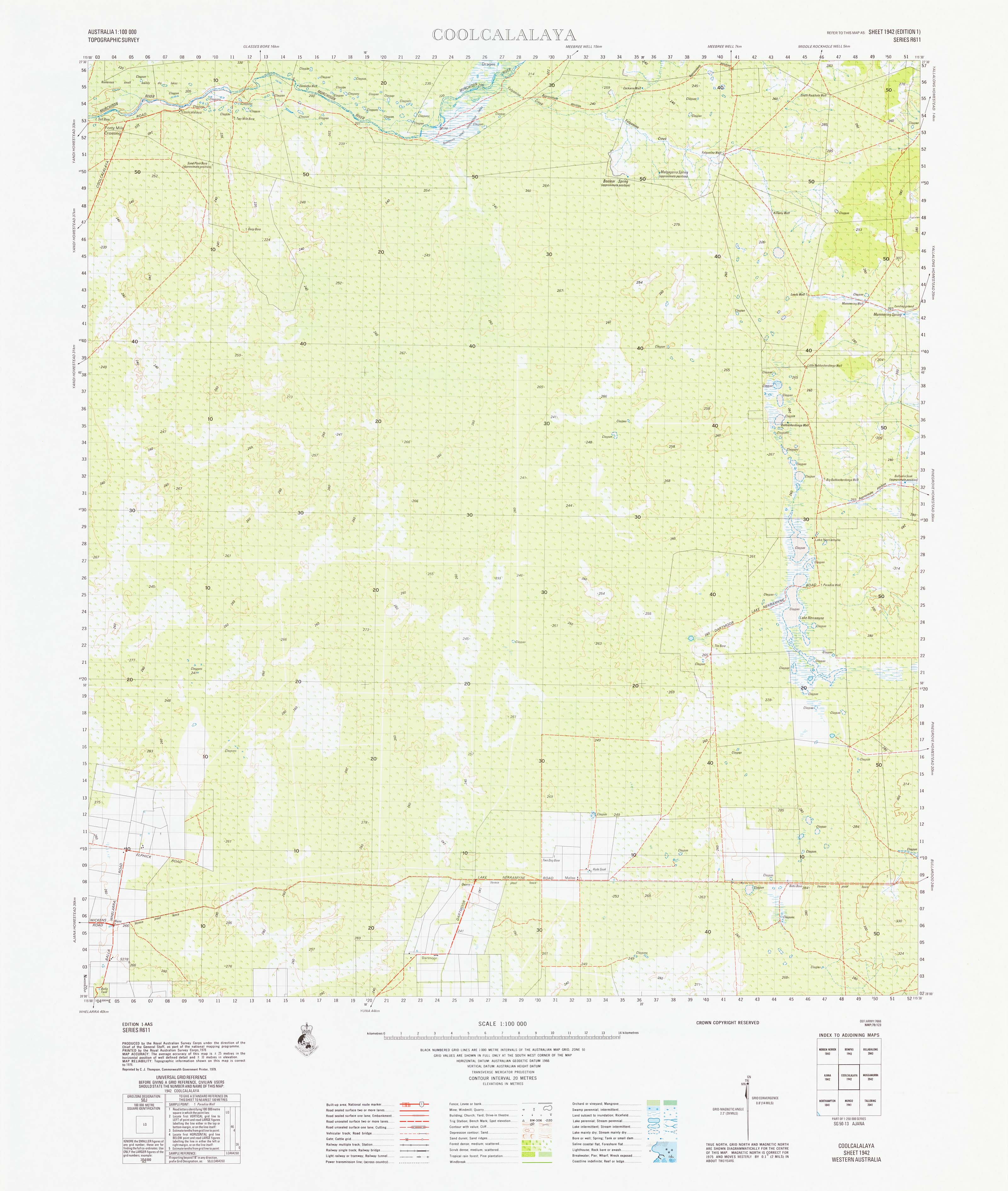 1942 Coolcalalaya 1:100k Topographic Map