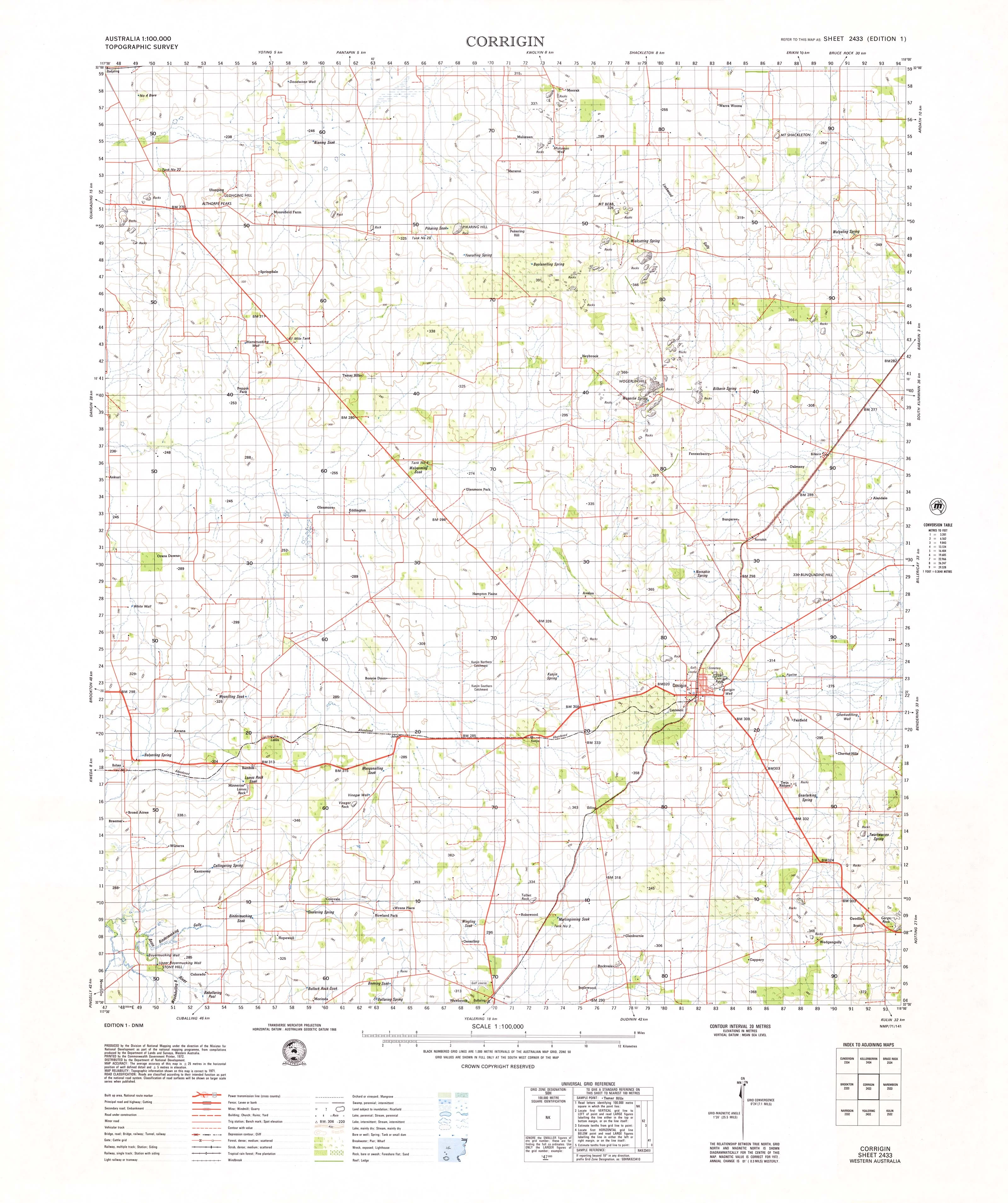2433 Corrigin 1:100k Topographic Map