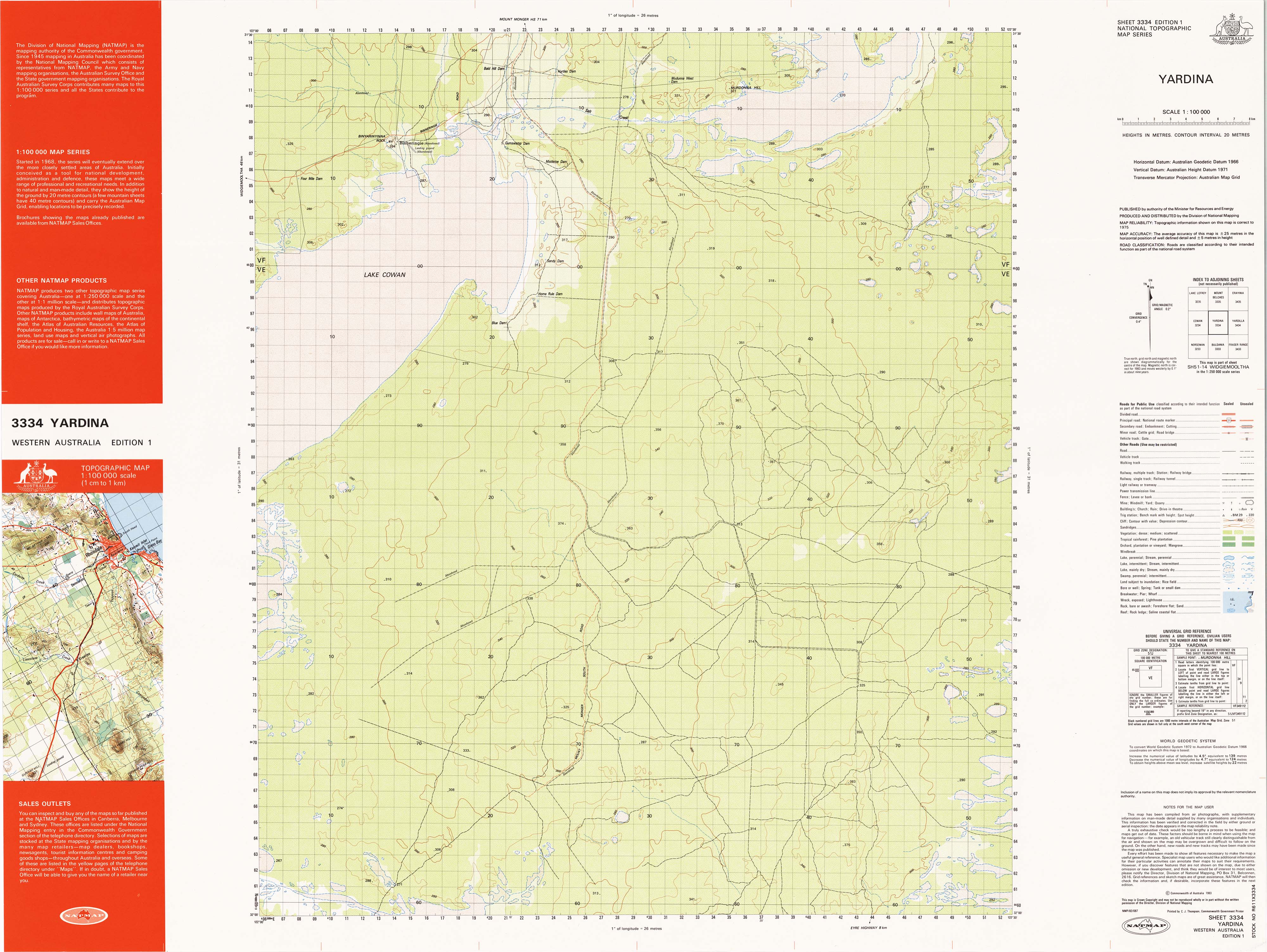 3334 Yardina 1:100k Topographic Map