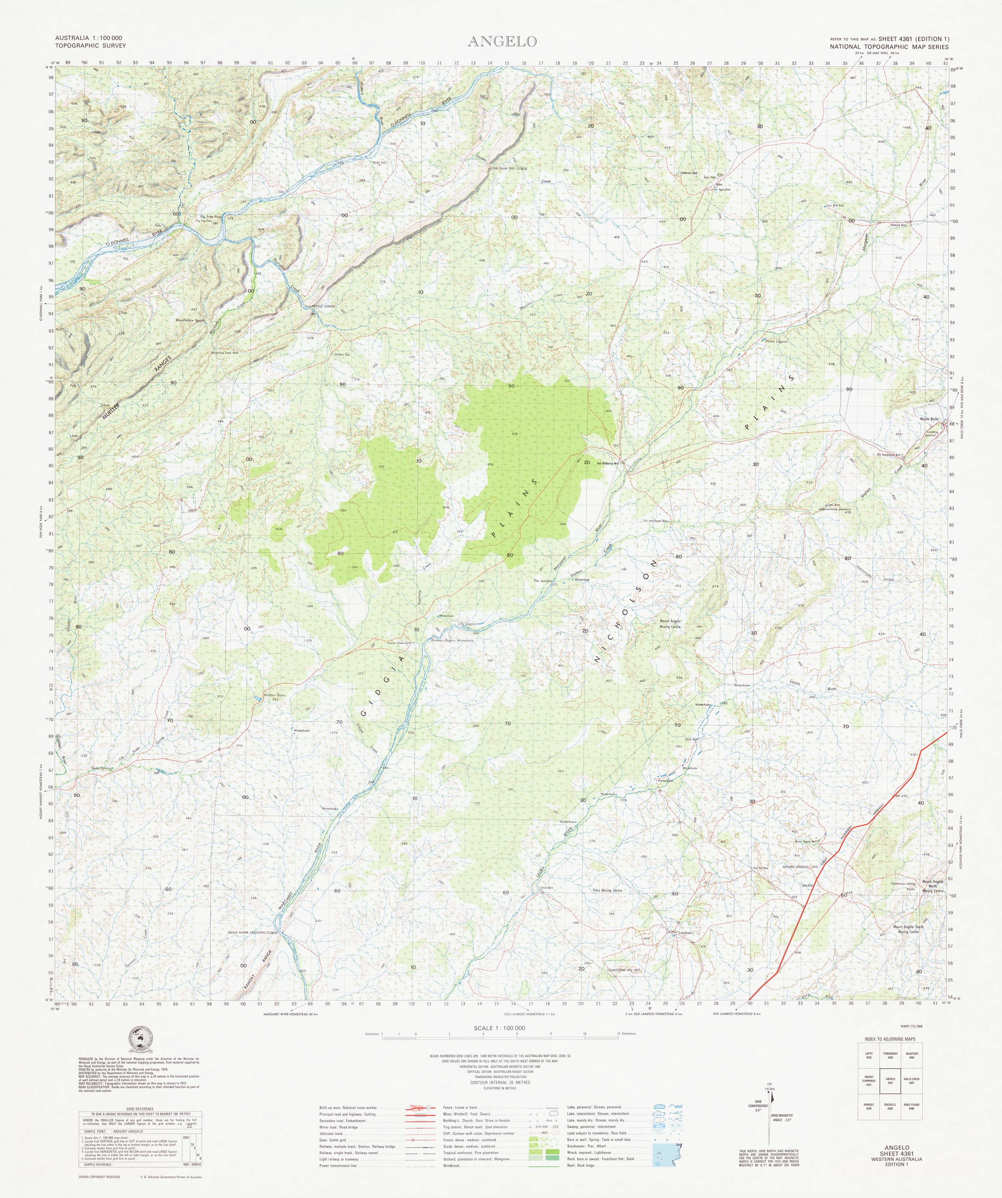 4361 Angelo 1:100k Topographic Map