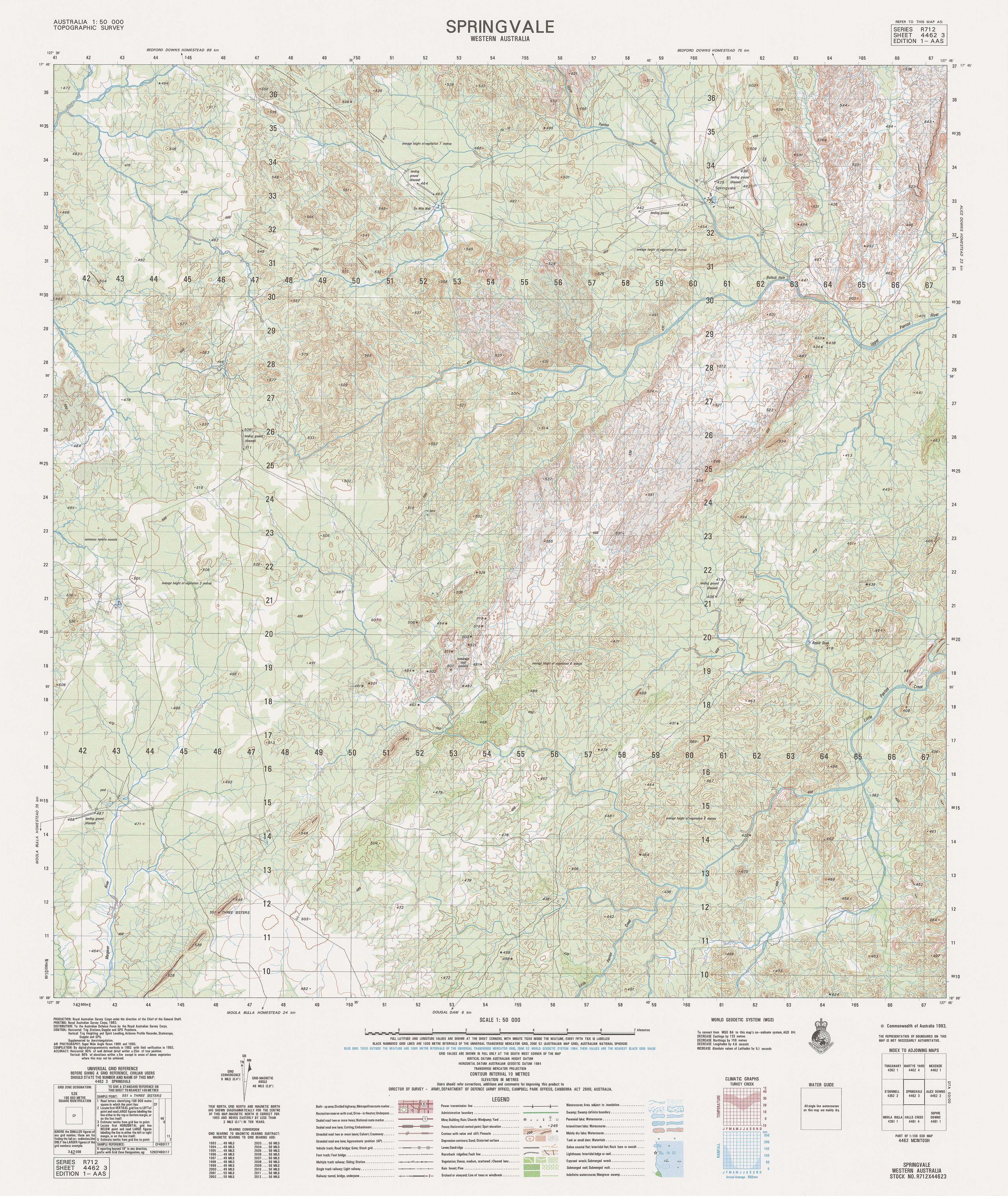 4462-3 Springvale 1:50k Topographic Map