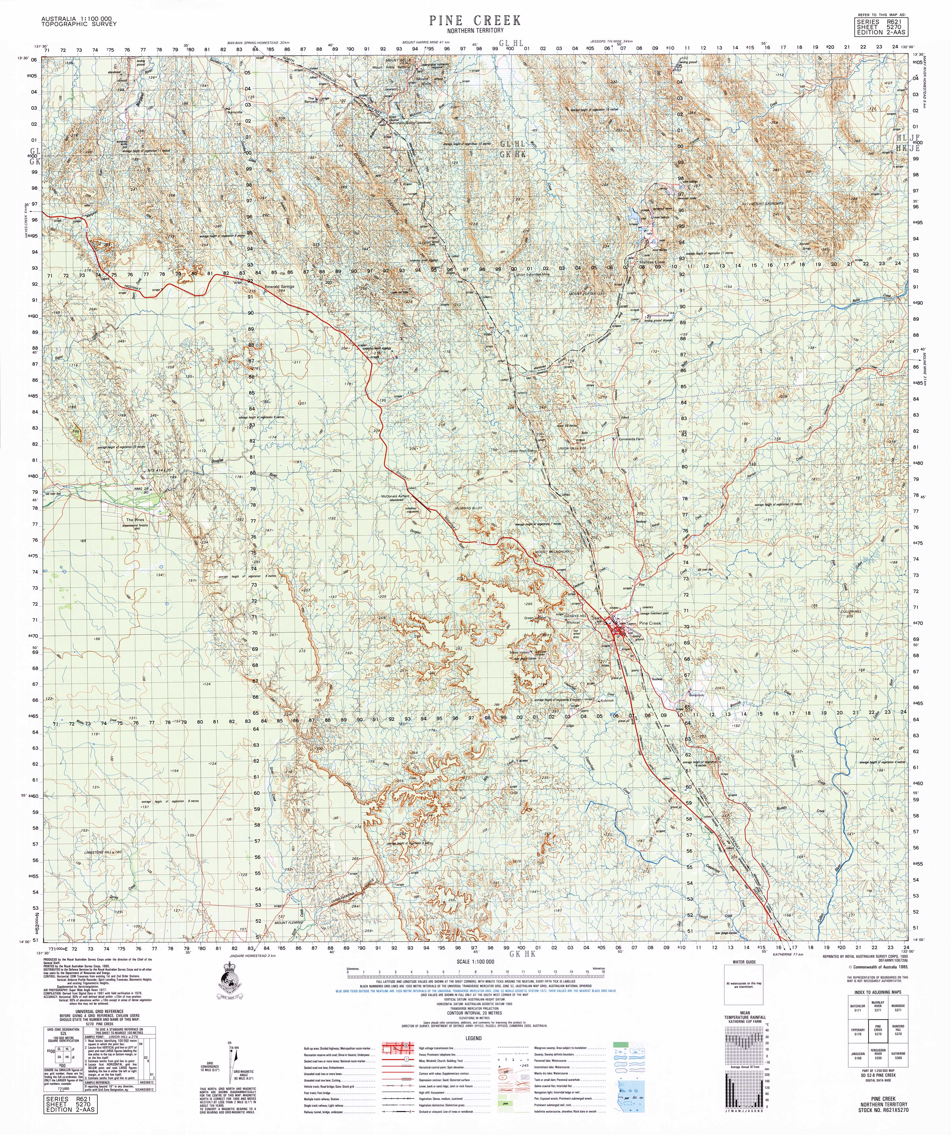 5270 Pine Creek 1:100k Topographic Map