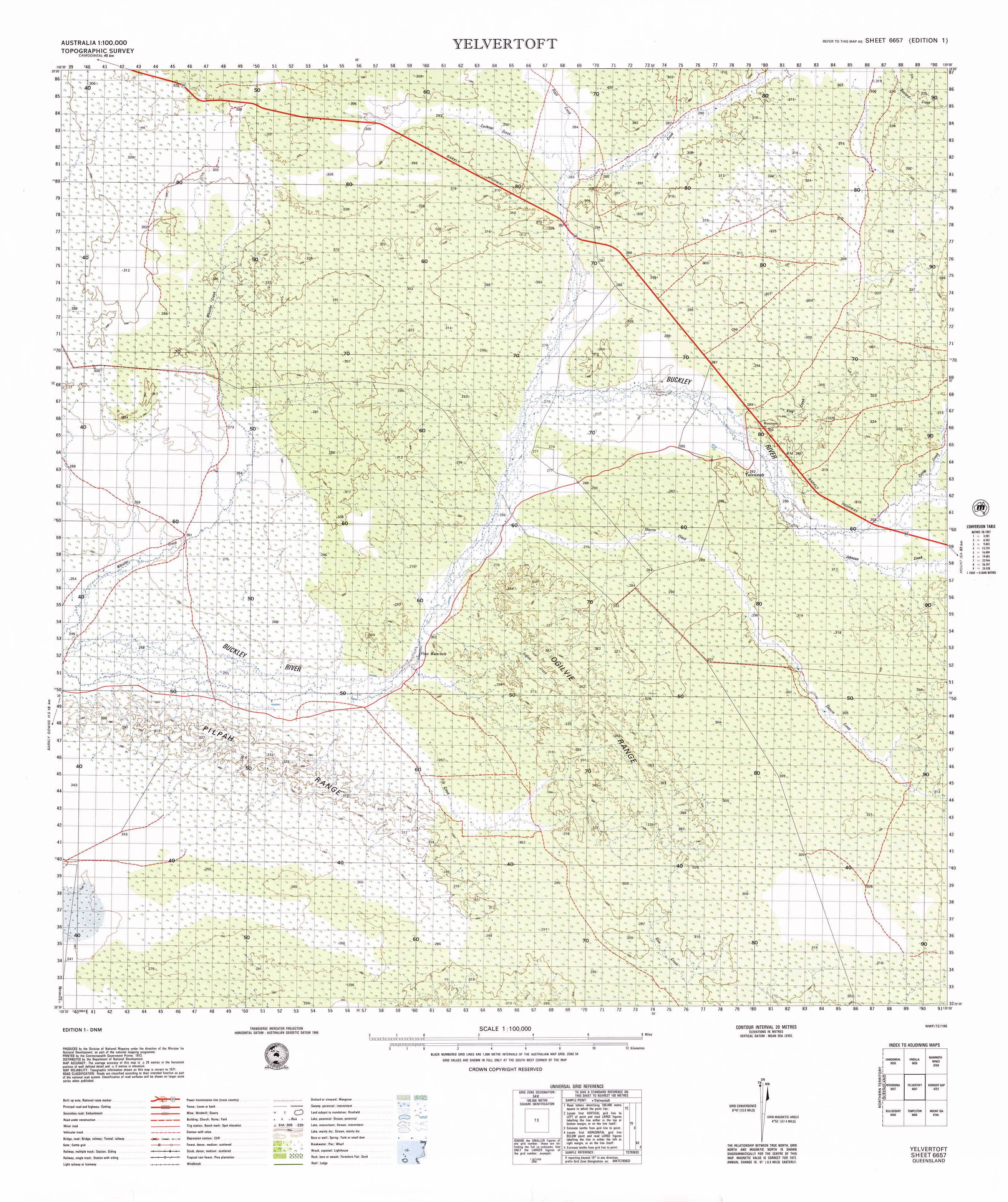 6657 Yelvertoft 1:100k Topographic Map