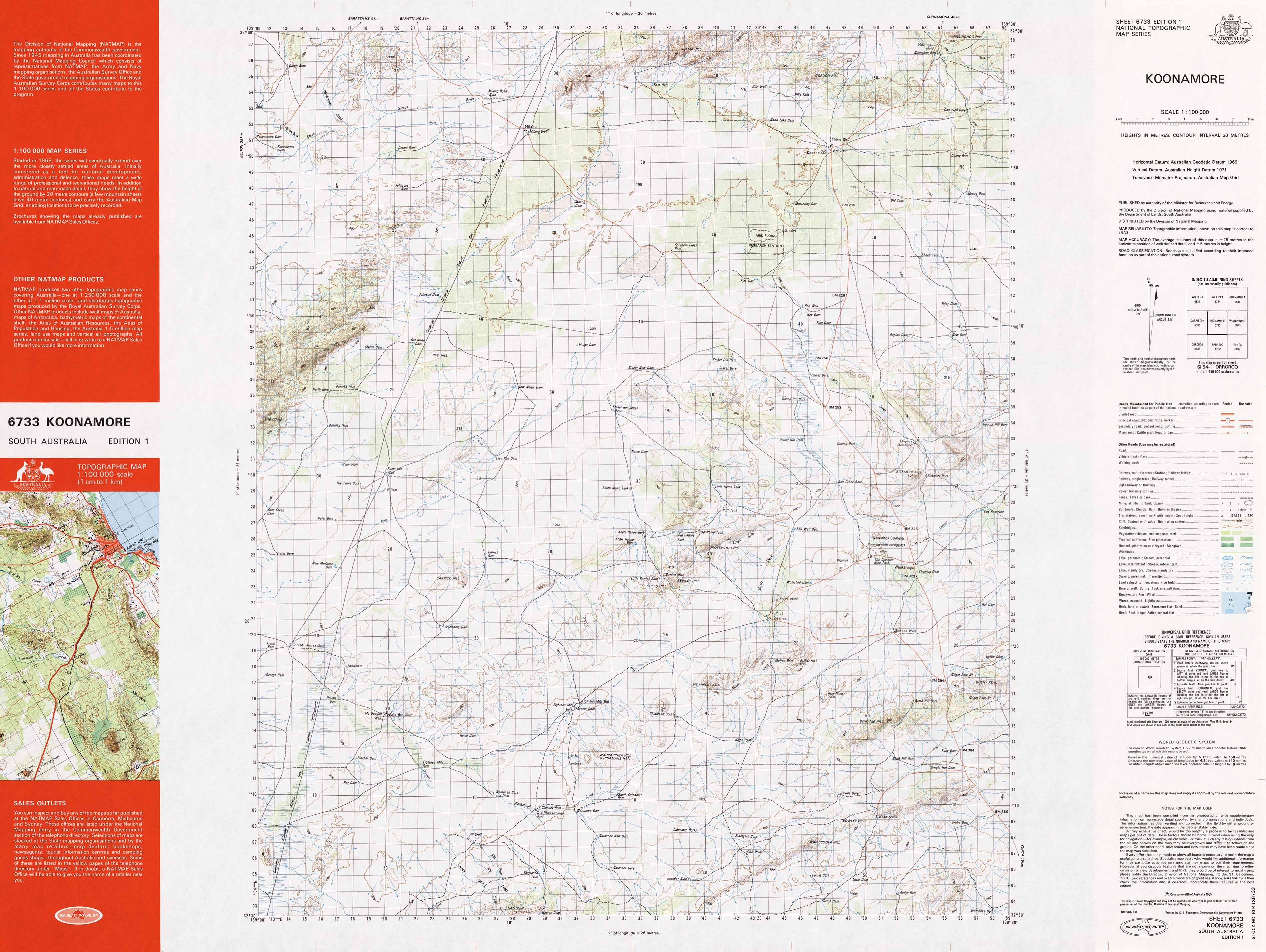 6733 Koonamore 1:100k Topographic Map