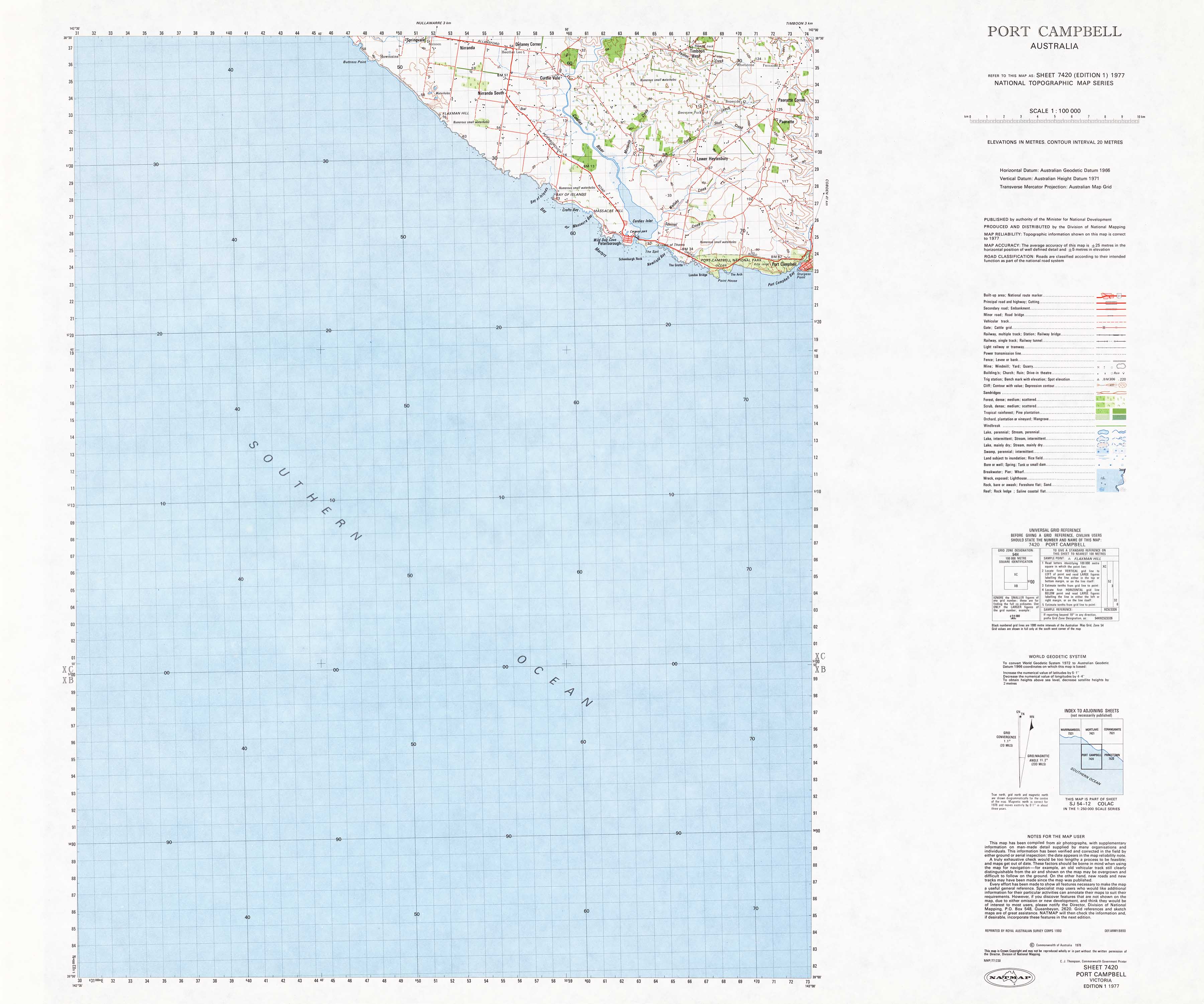 7420 Port Campbell 1:100k Topographic Map