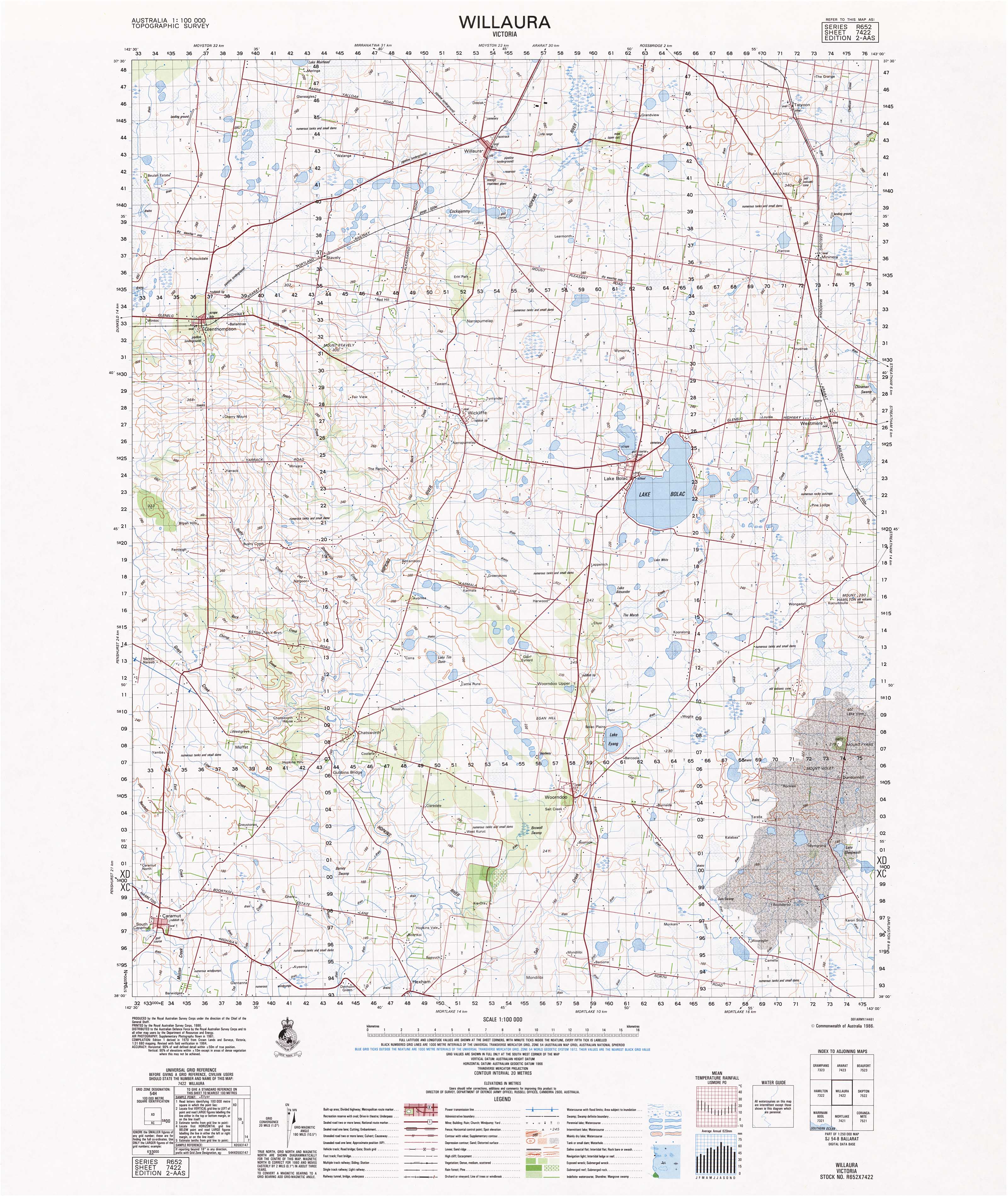 7422 Willaura 1:100k Topographic Map