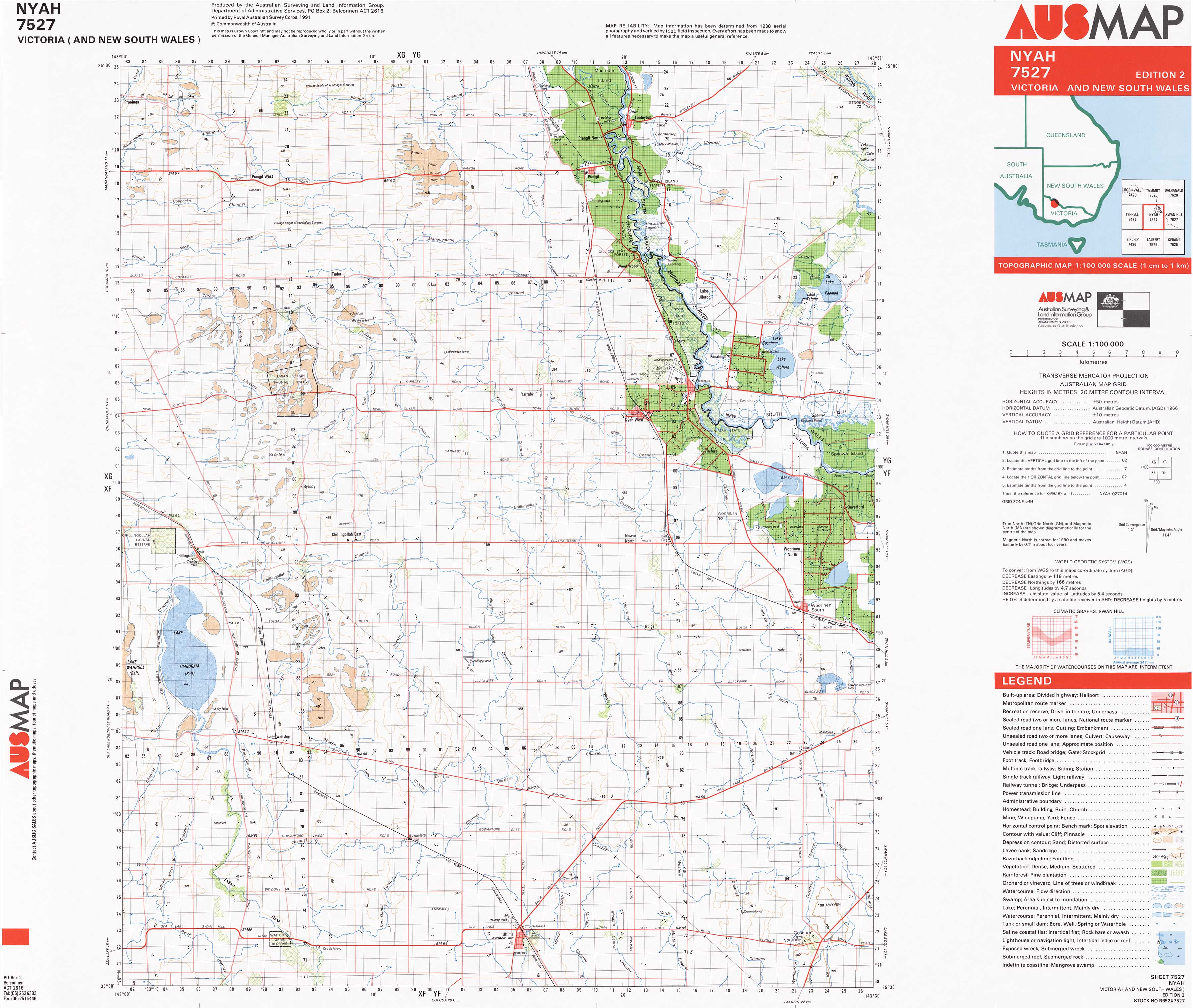 7527 Nyah 1:100k Topographic Map