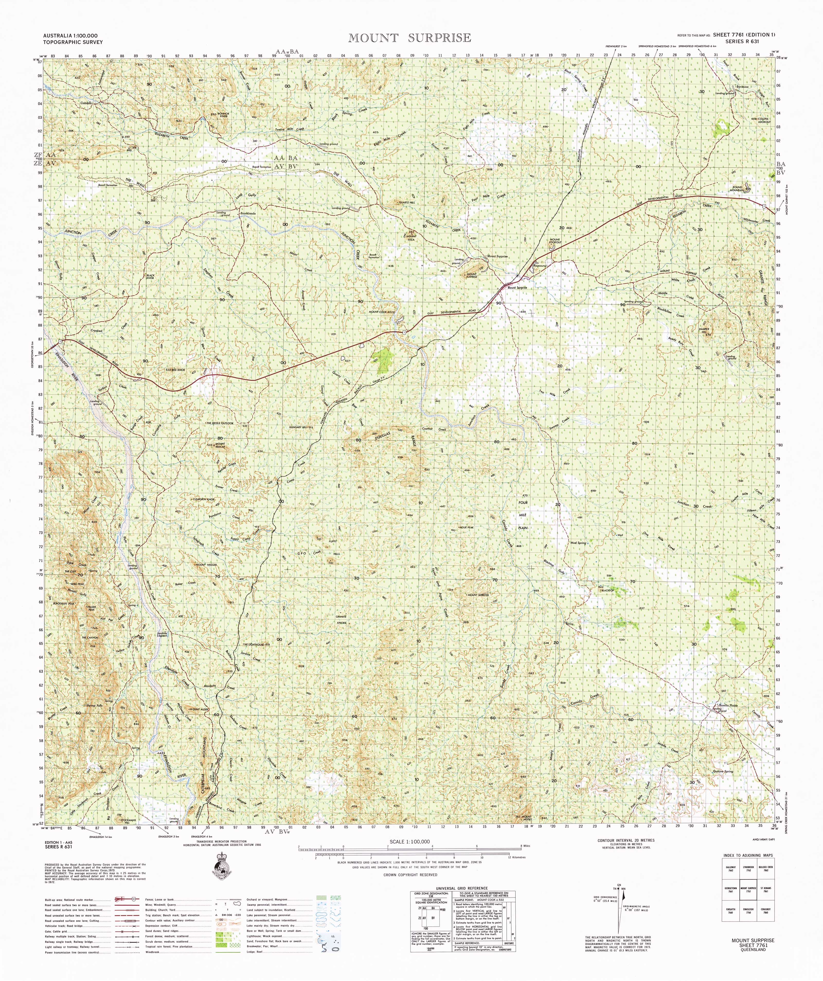 7761 Mount Surprise 1:100k Topographic Map