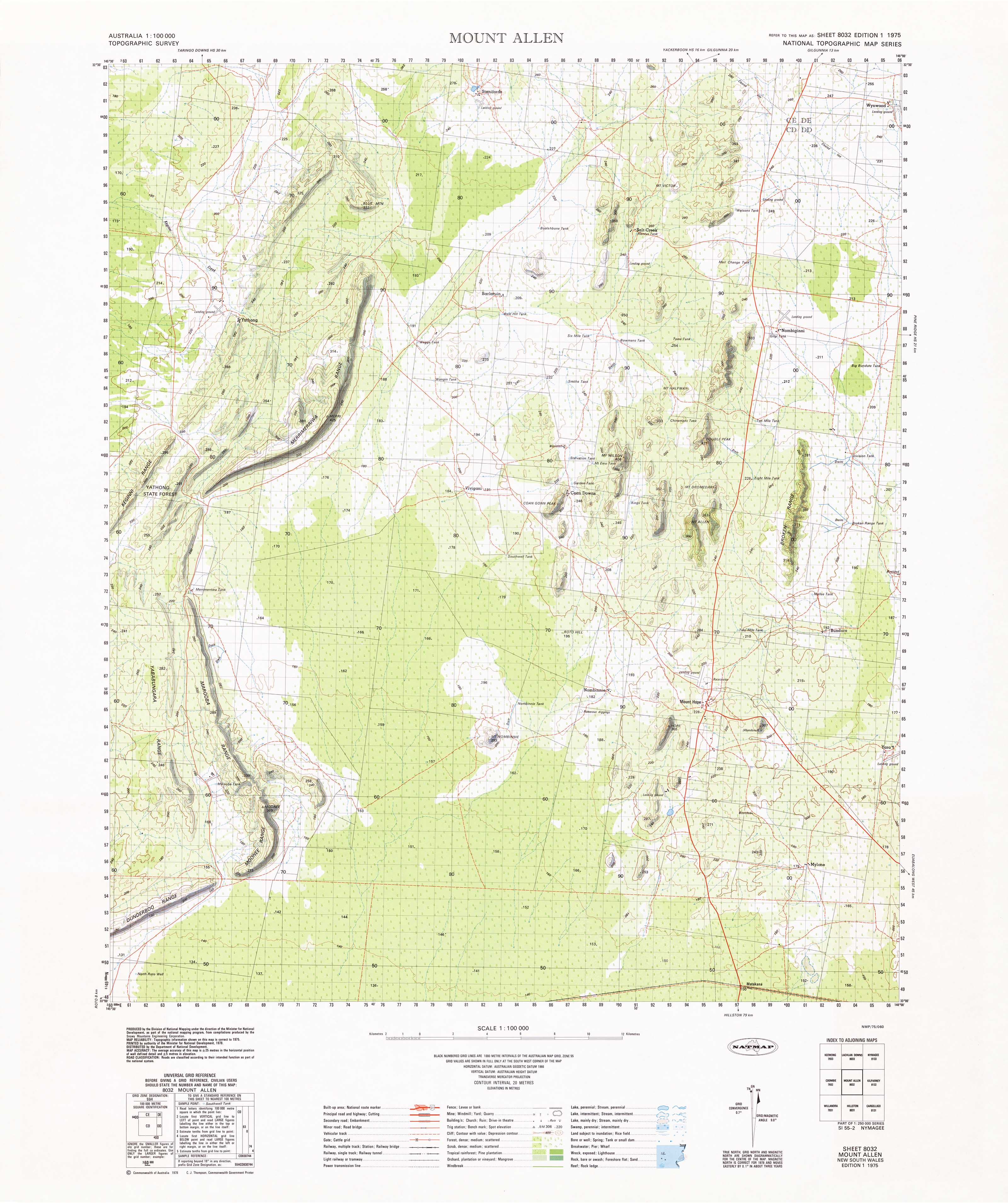 8032 Mount Allen 1:100k Topographic Map