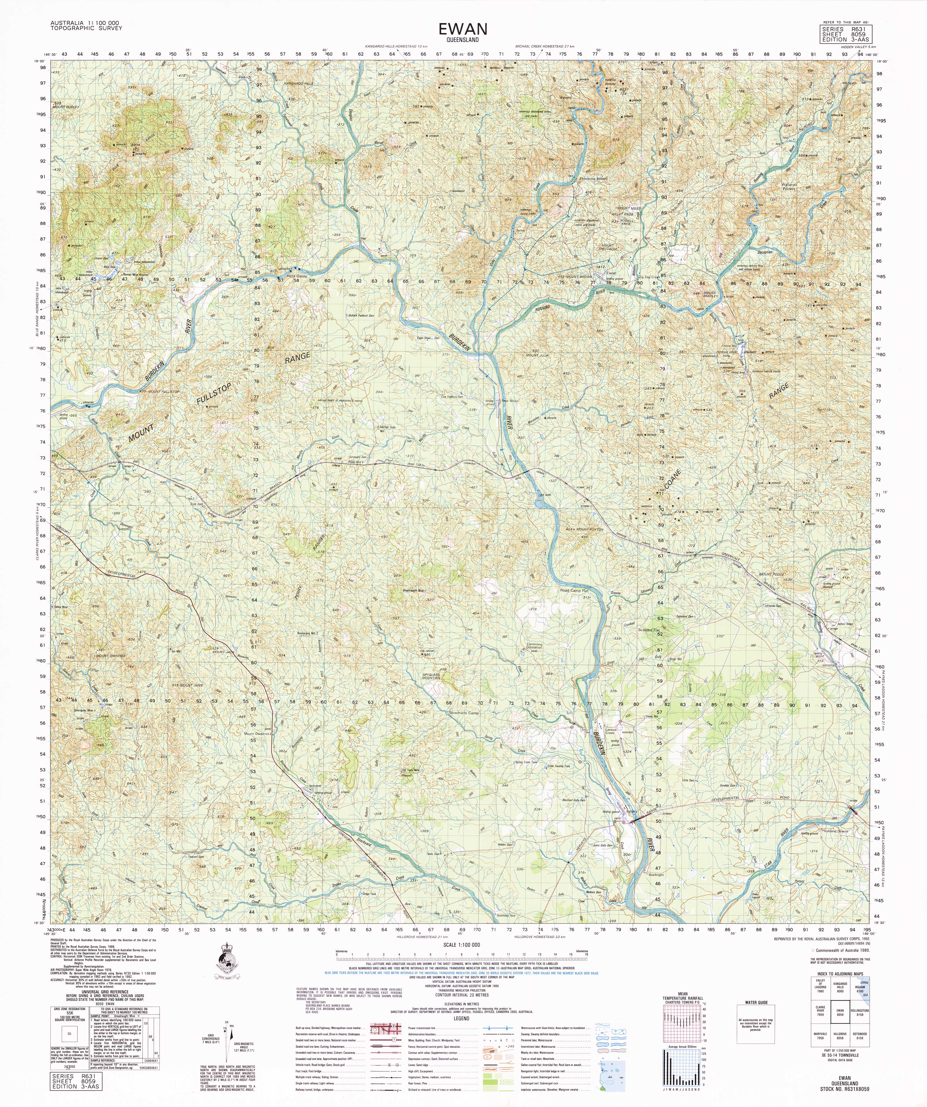 8059 Ewan 1:100k Topographic Map