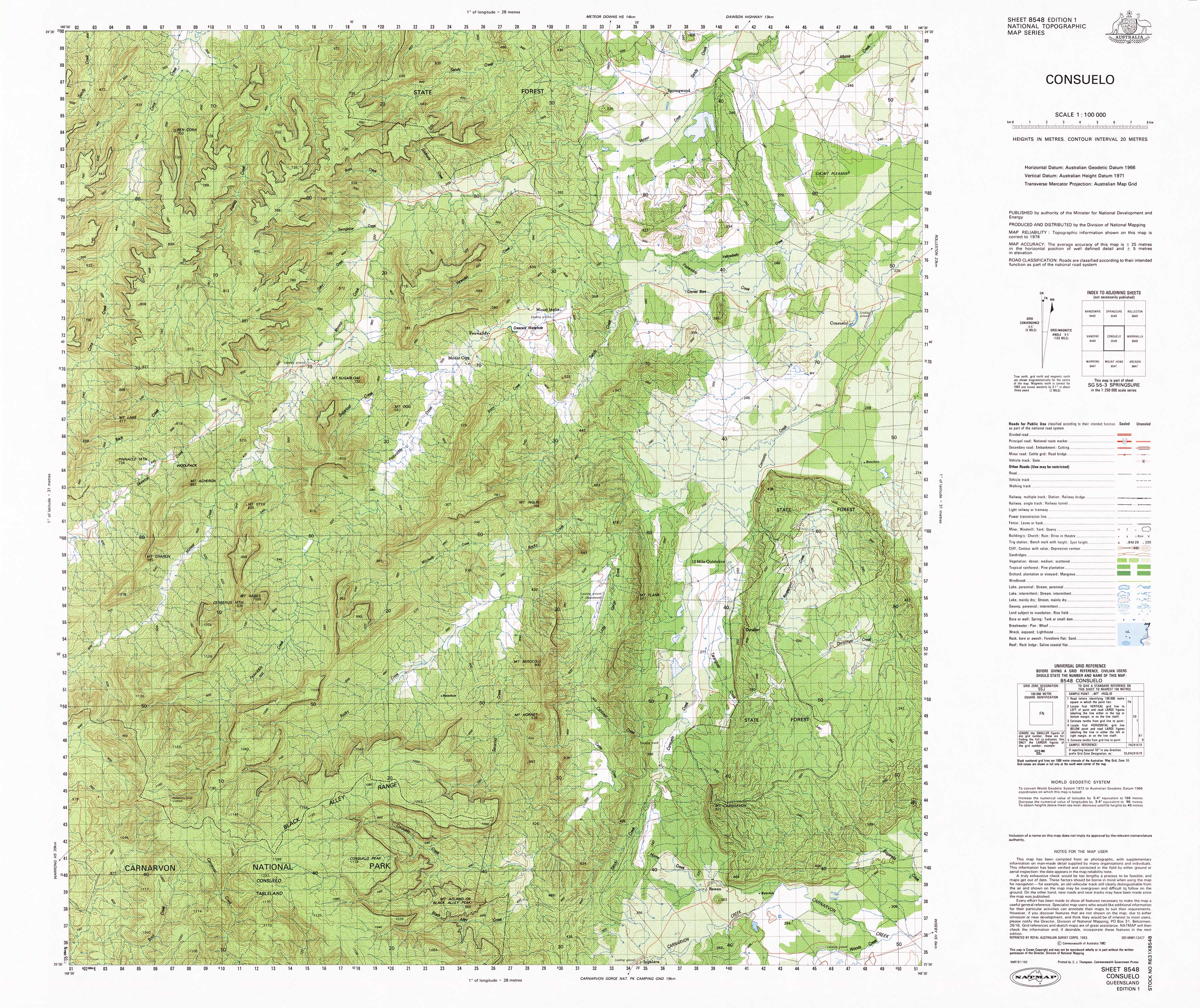 8548 Consuelo 1:100k Topographic Map