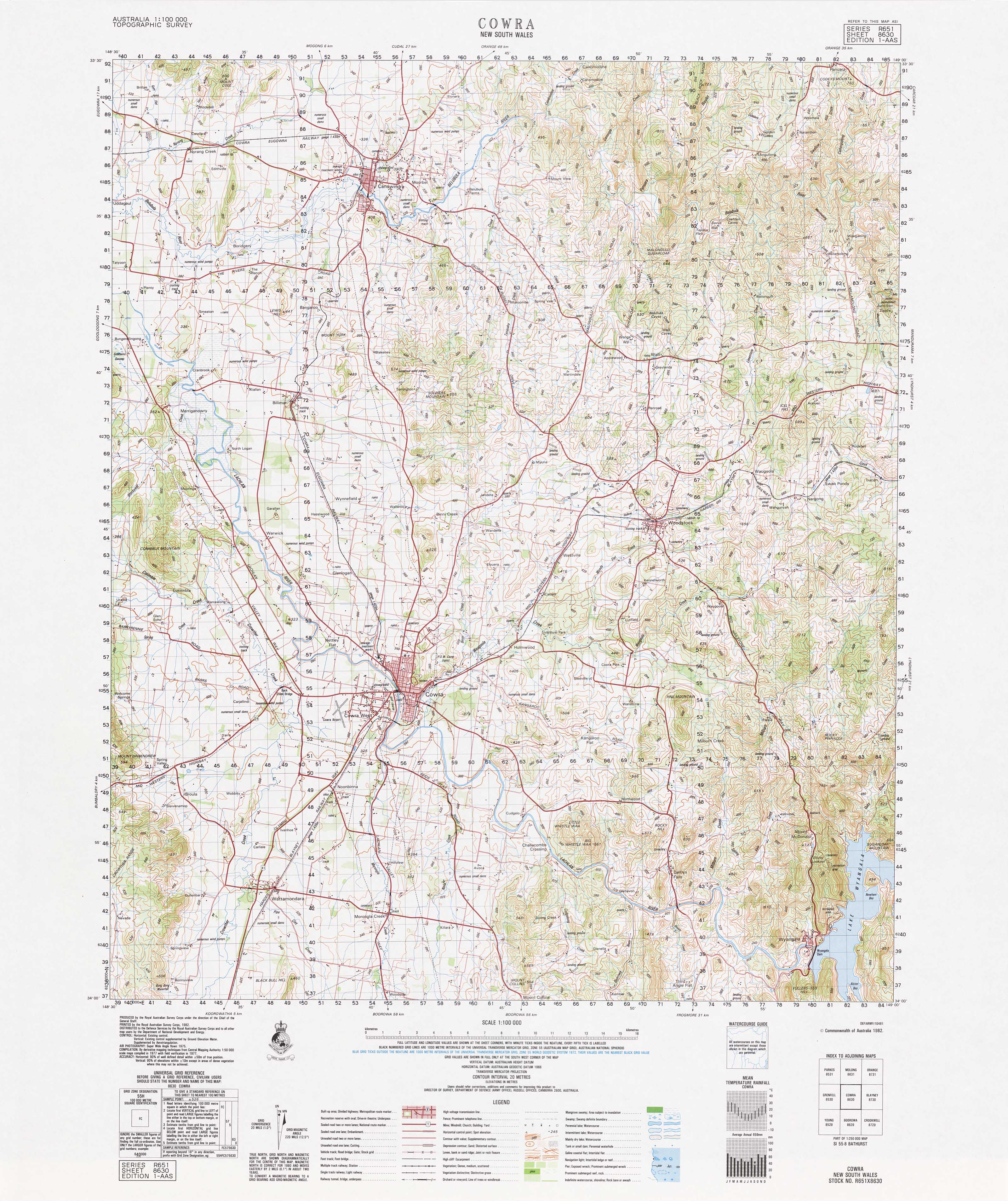 8630 Cowra 1:100k Topographic Map