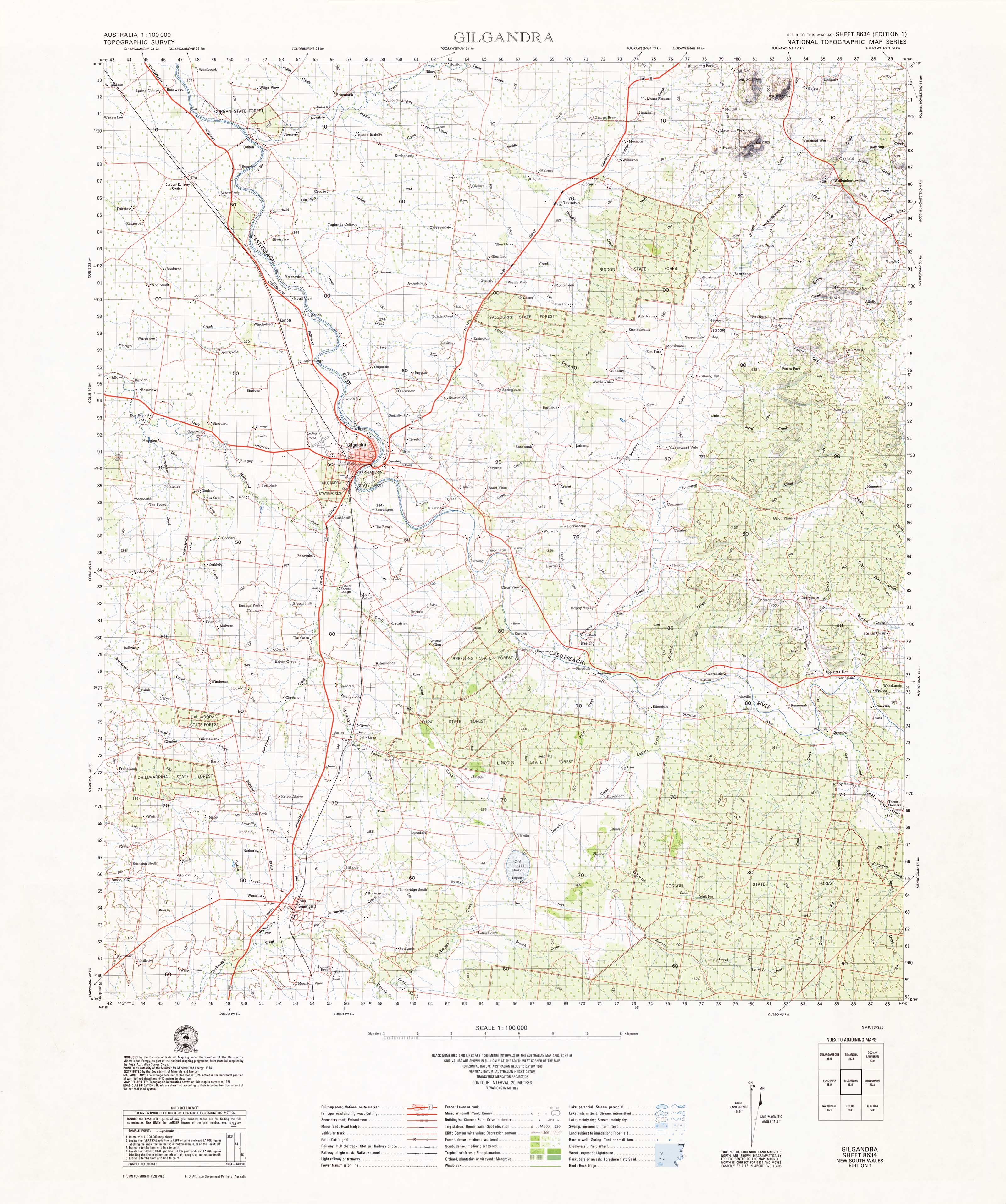 8634 Gilgandra 1:100k Topographic Map