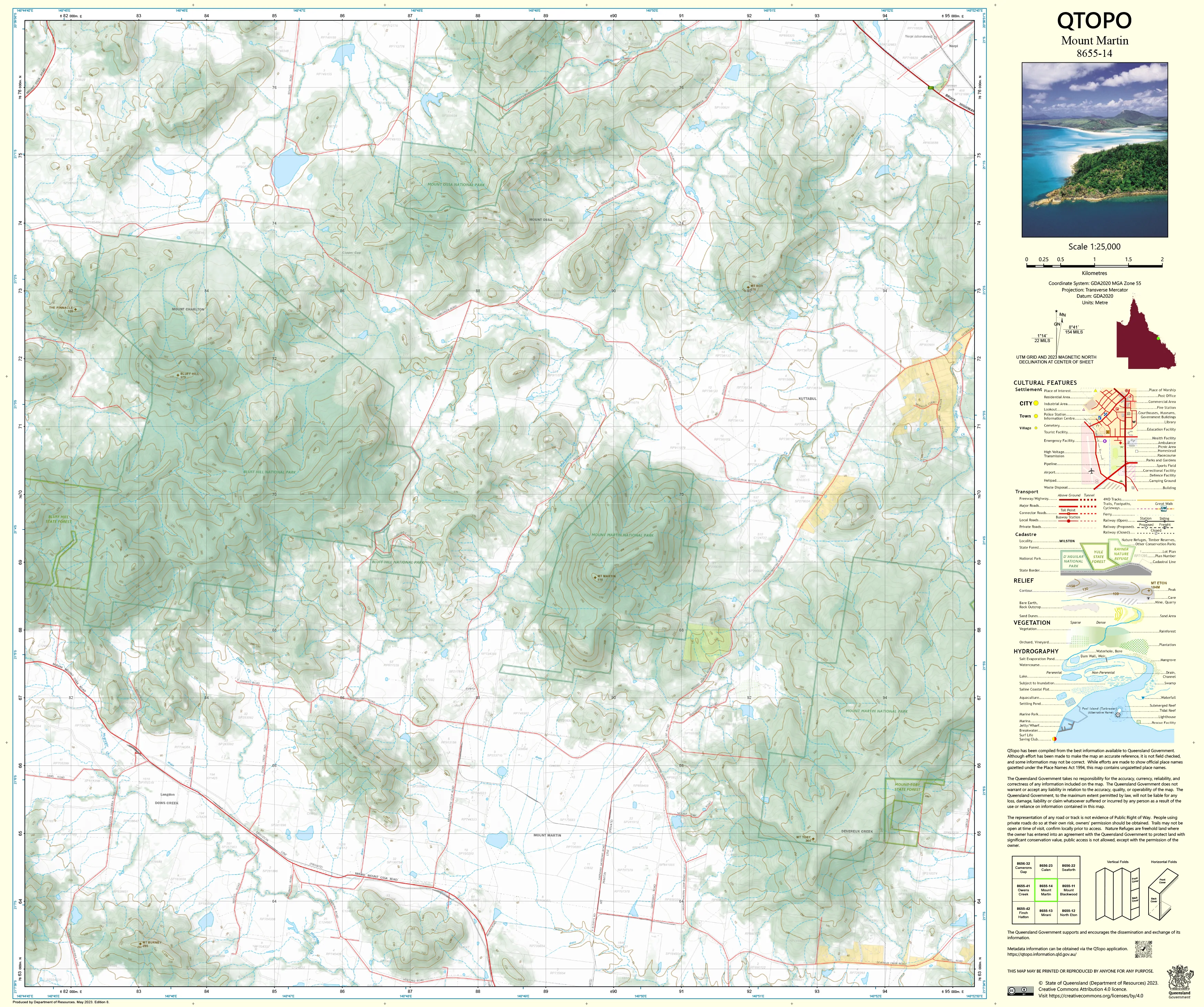8655-14 Mount Martin QTopo 1:25,000 Topographic Map