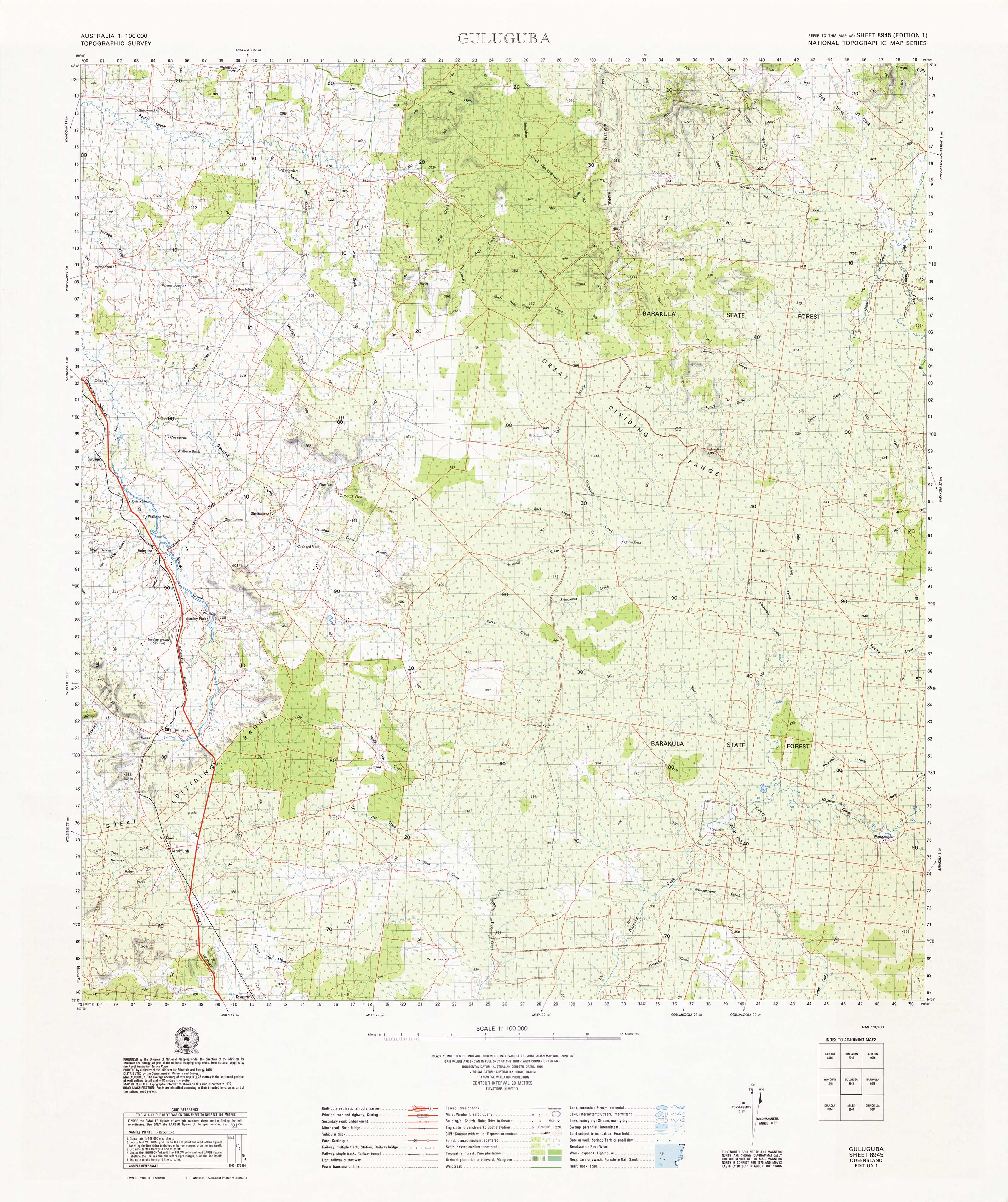 8945 Guluguba 1:100k Topographic Map