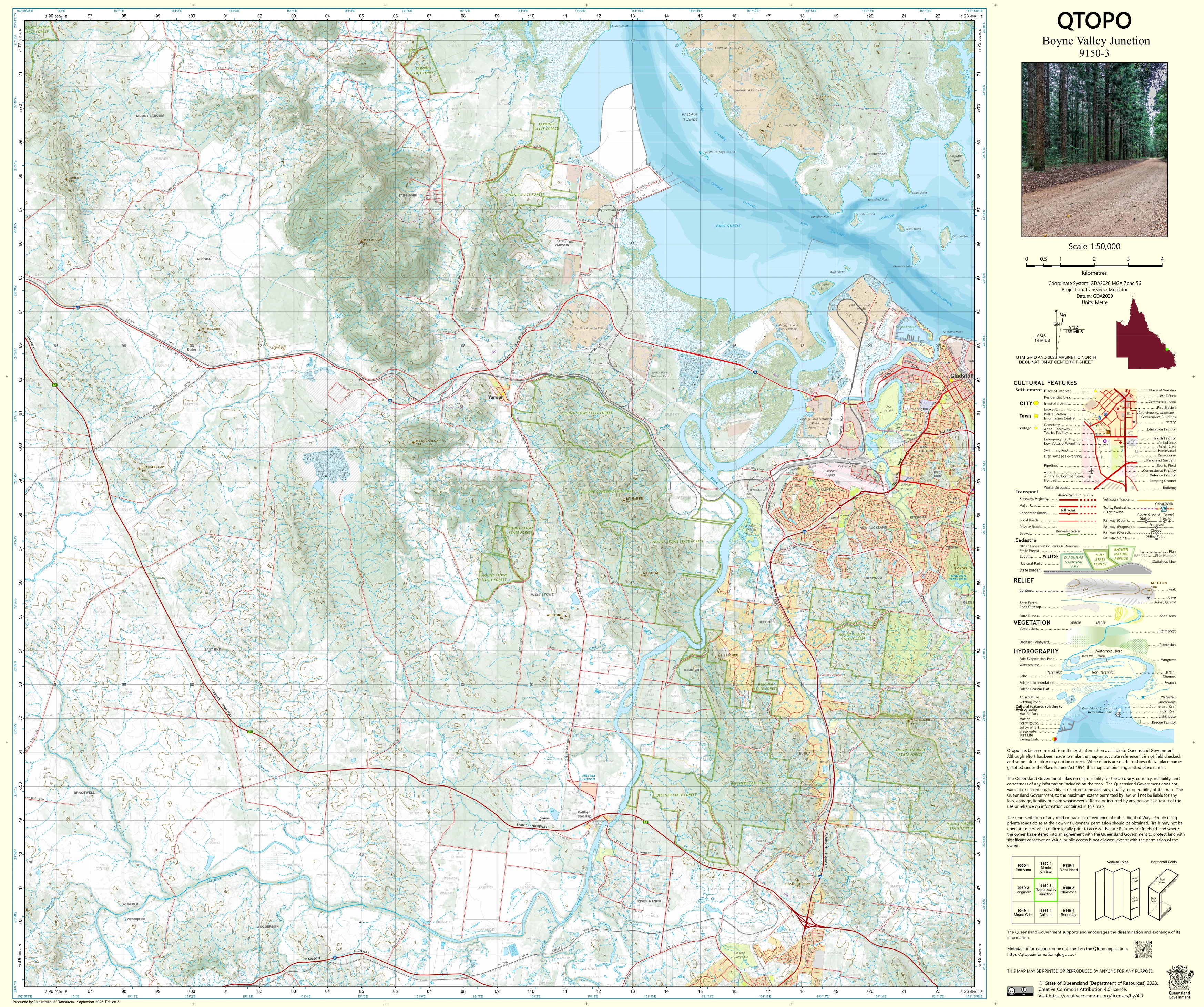 9150-3 Boyne Valley Junction QTopo 1:50,000 Topographic Map