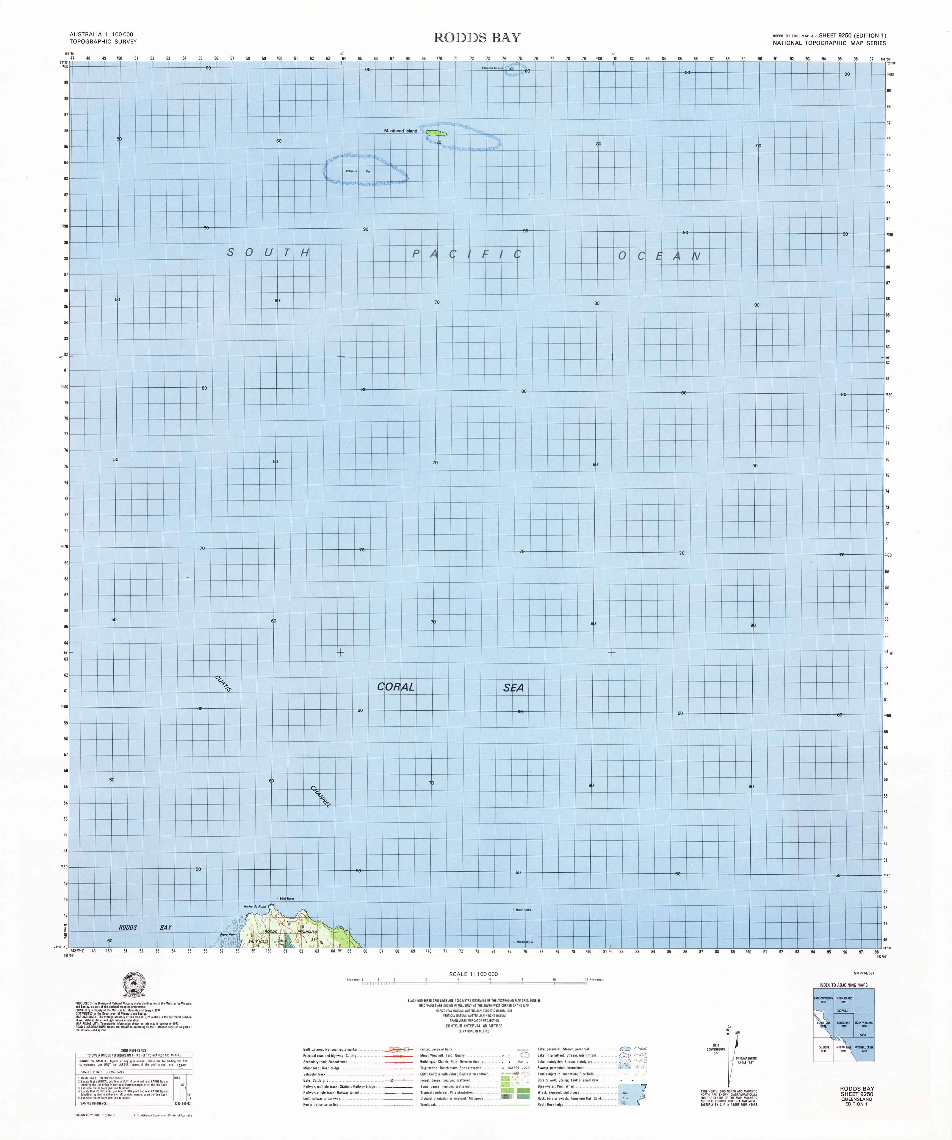 9250 Rodds Bay 1:100k Topographic Map
