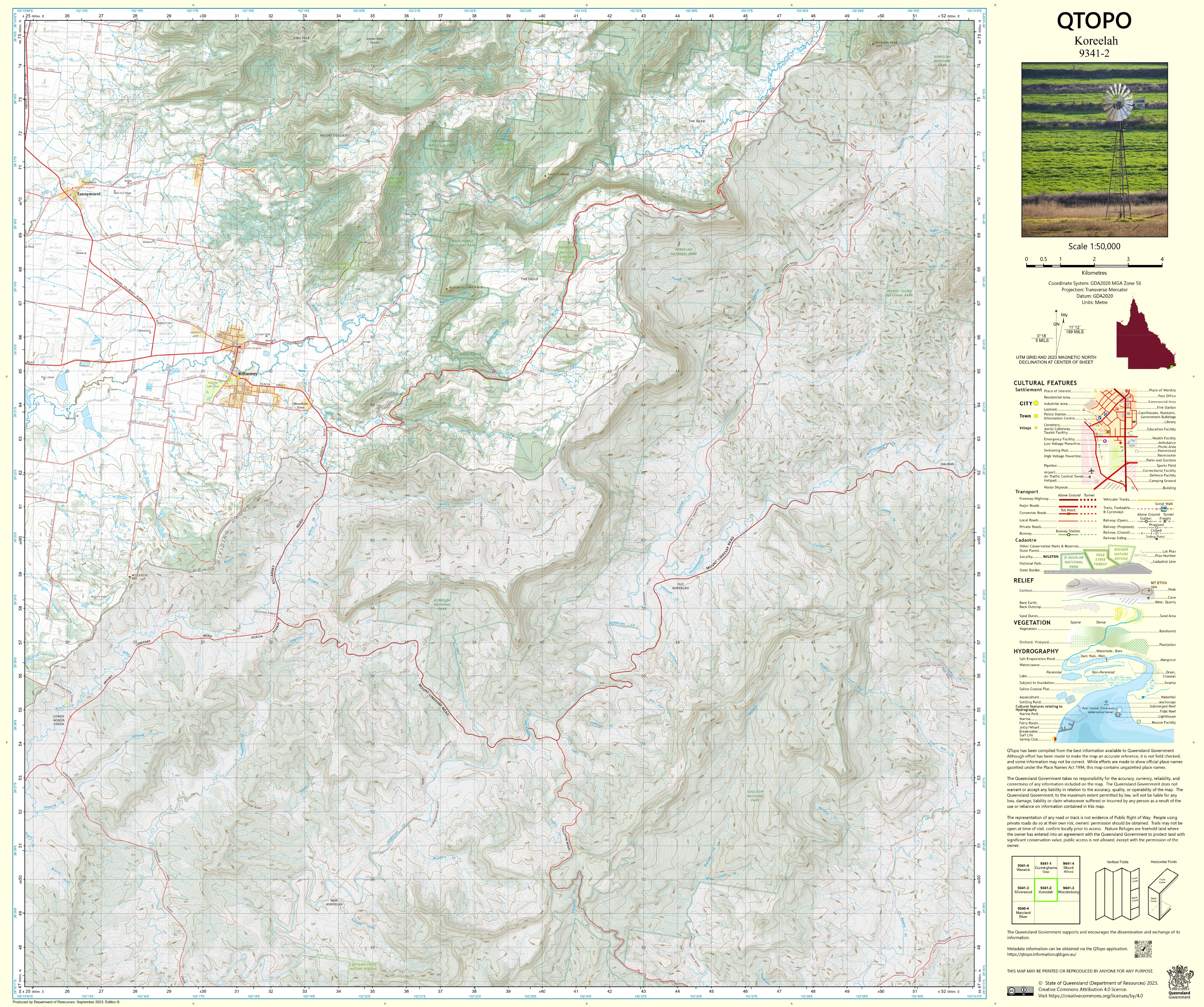 9341-2 Koreelah QTopo 1:50,000 Topographic Map