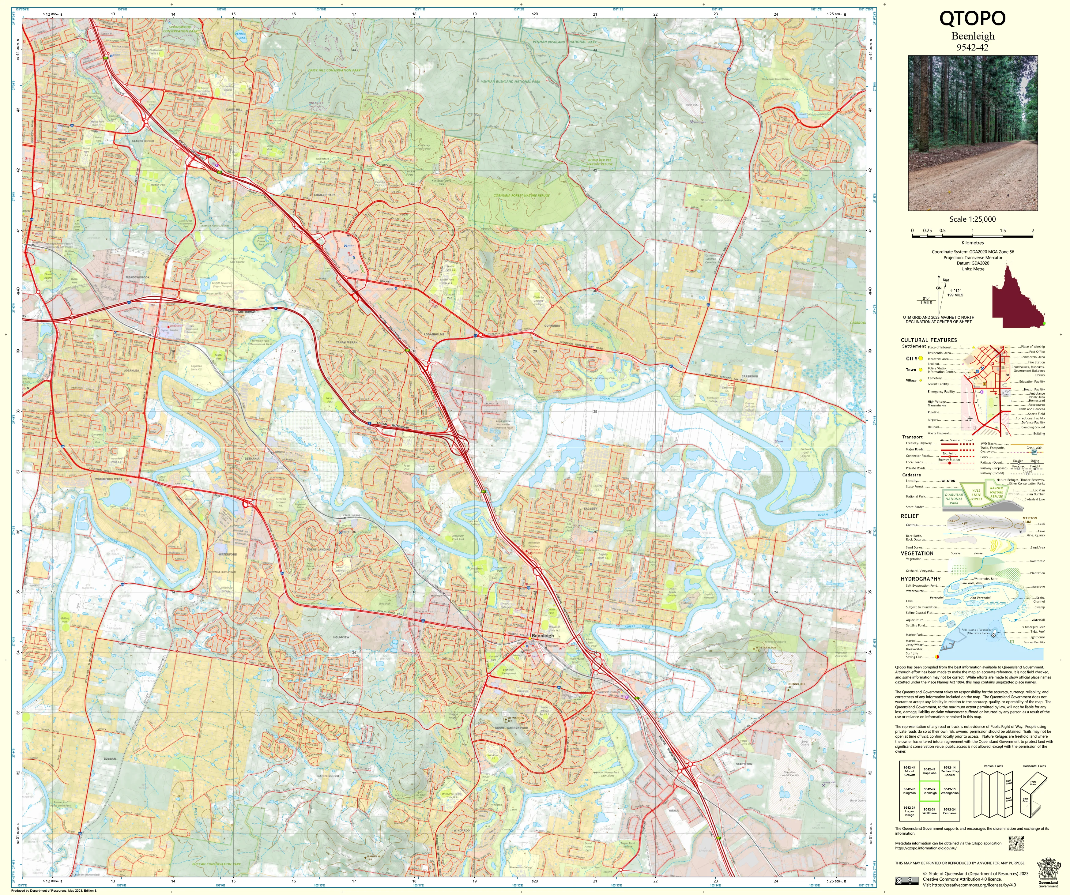 9542-42 Beenleigh QTopo 1:25,000 Topographic Map