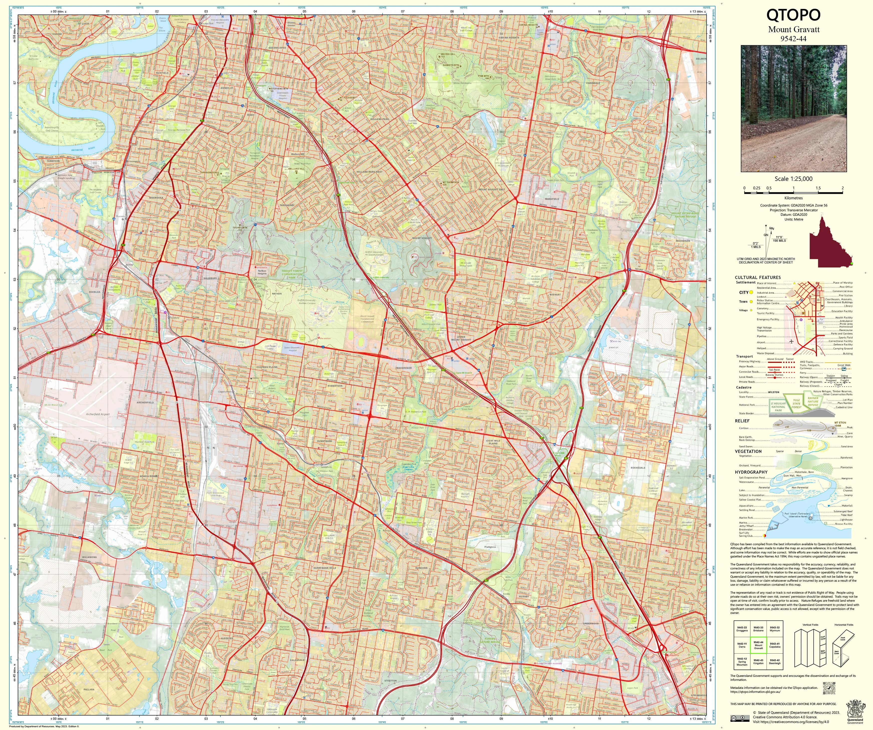 9542-44 Mount Gravatt QTopo 1:25,000 Topographic Map