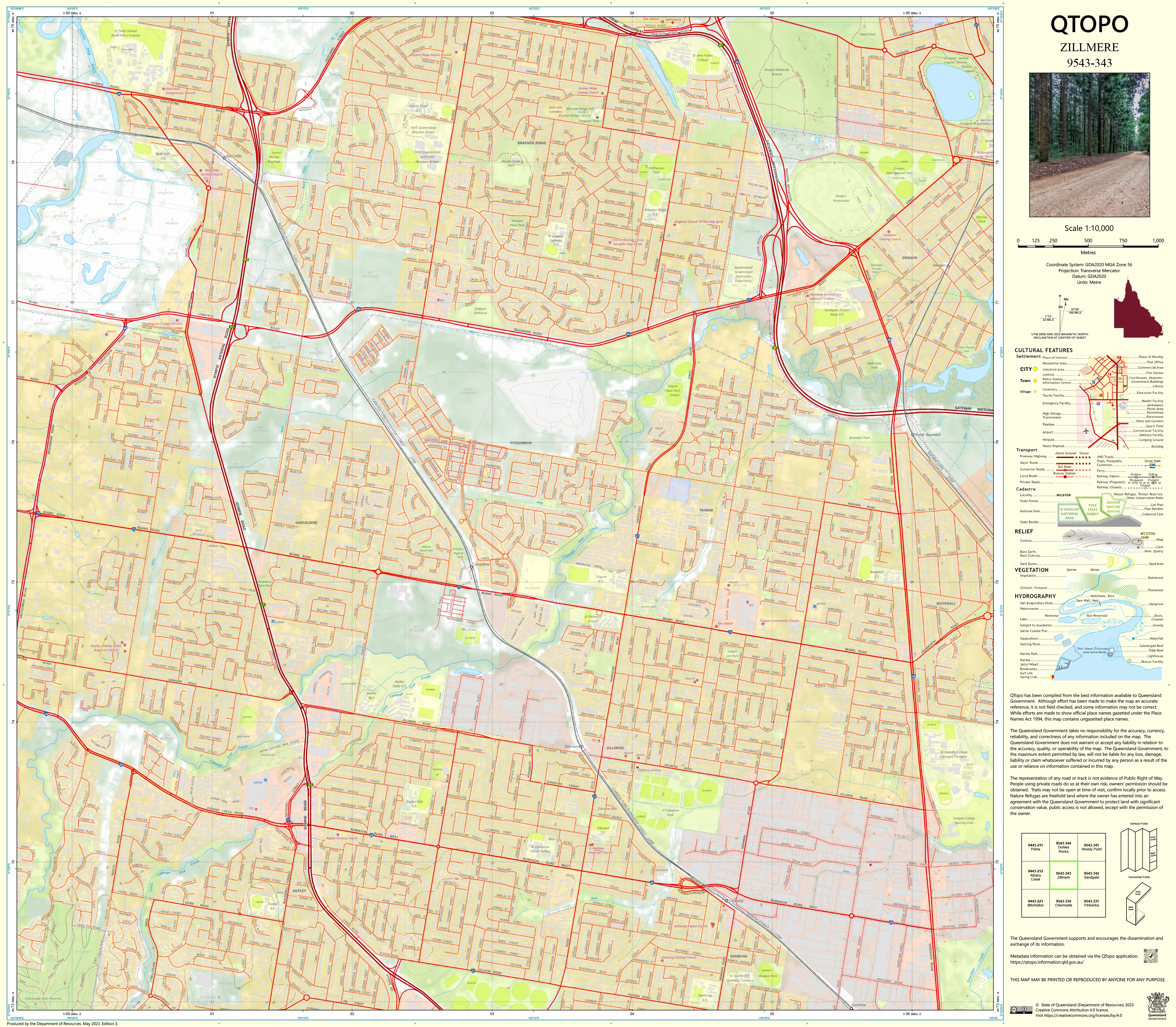 9543-343 Zillmere QTopo 1:10,000 Topographic Map