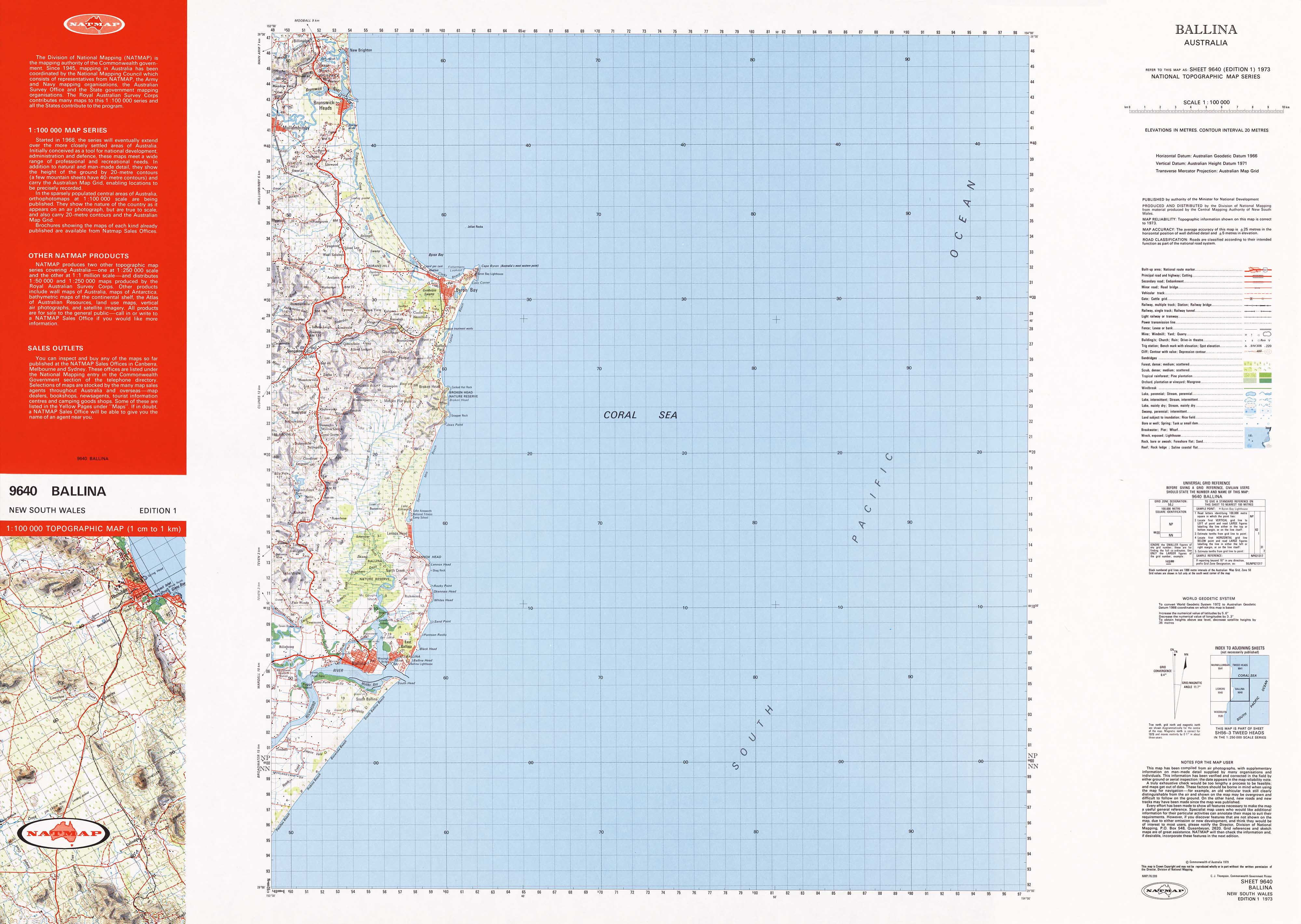 9640 Ballina 1:100k Topographic Map