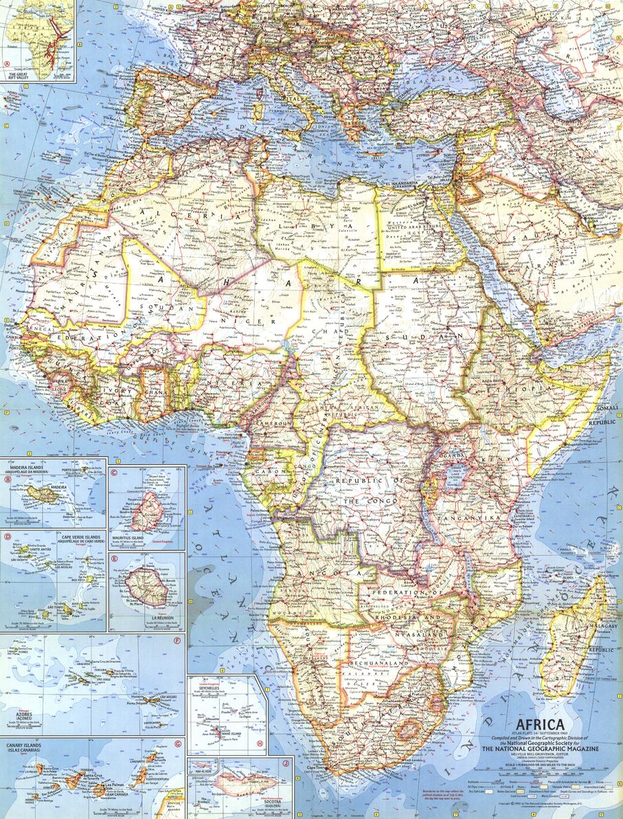 Africa Wall Map - Published 1960 by National Geographic