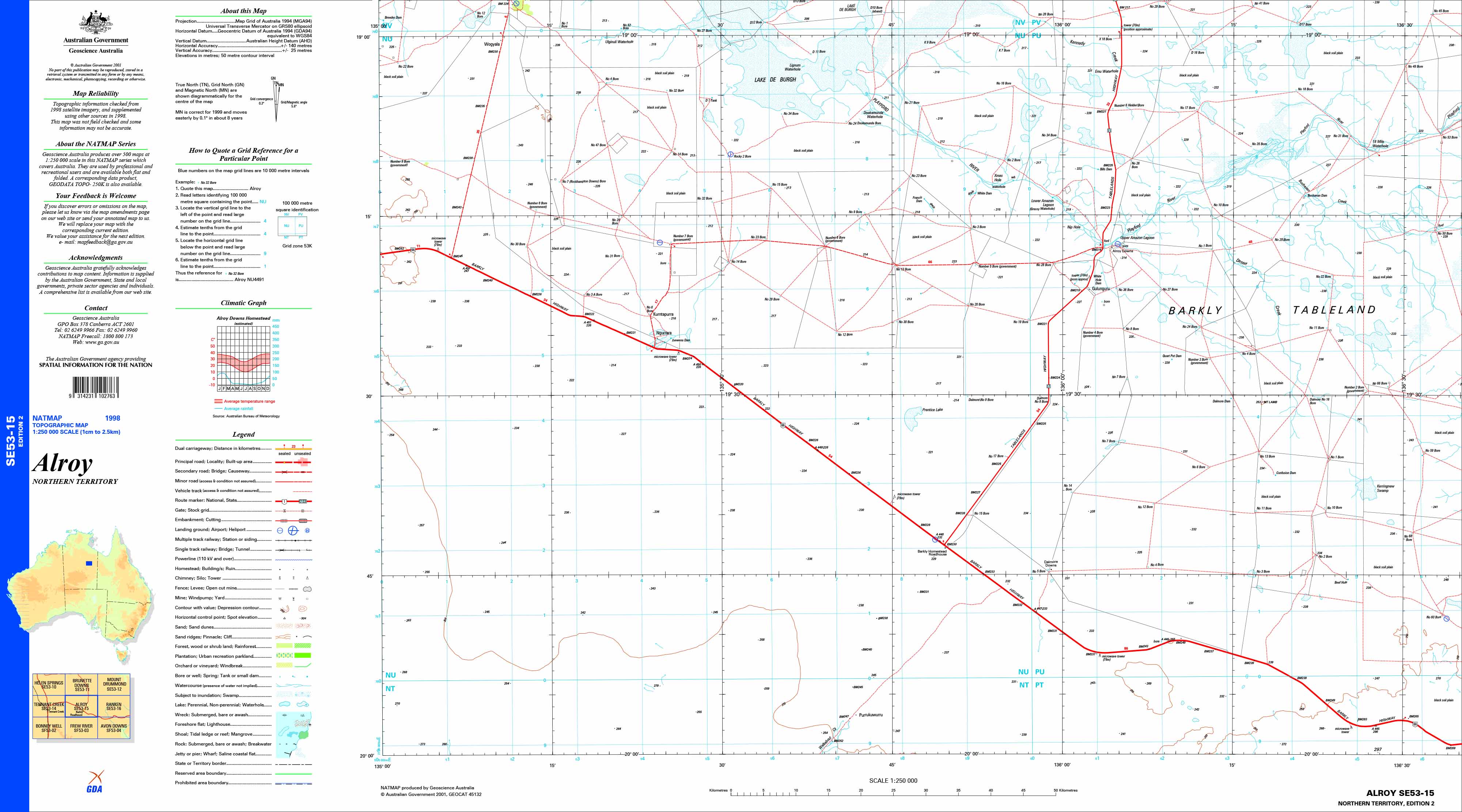 Alroy SE53-15 Topographic Map 1:250k