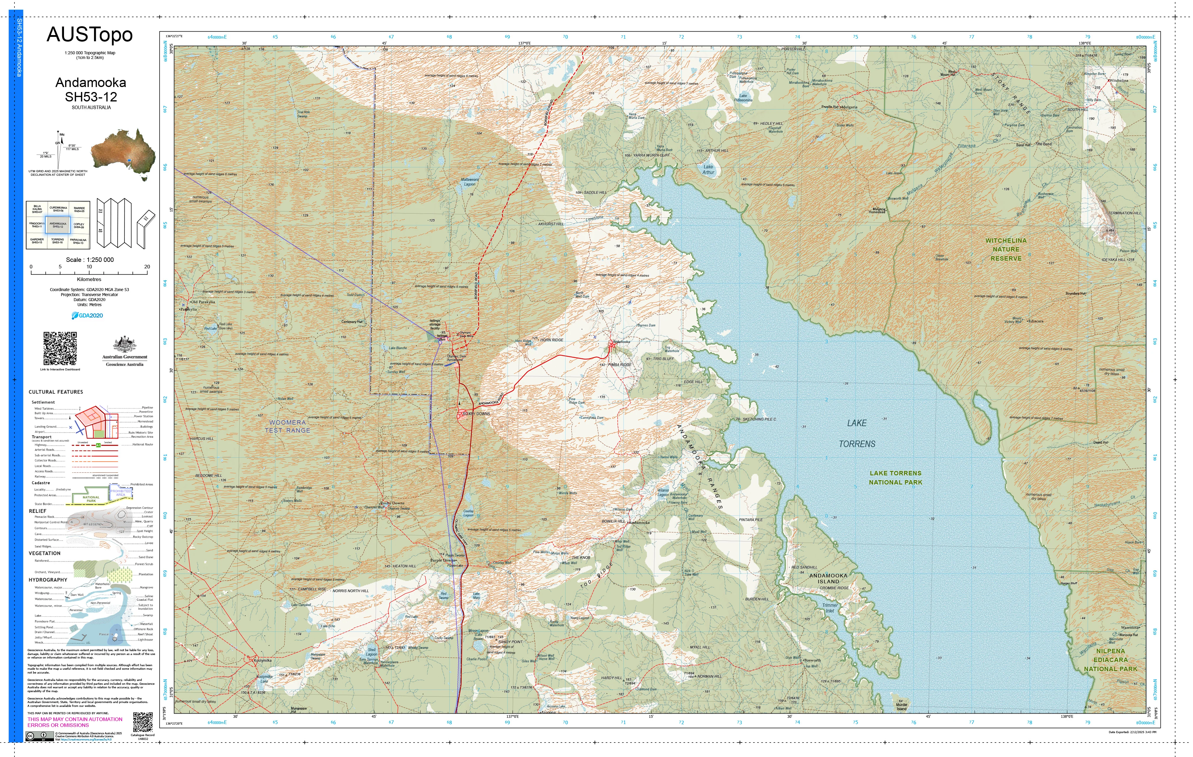 Andamooka H5312 AUSTopo 1:250,000 Map