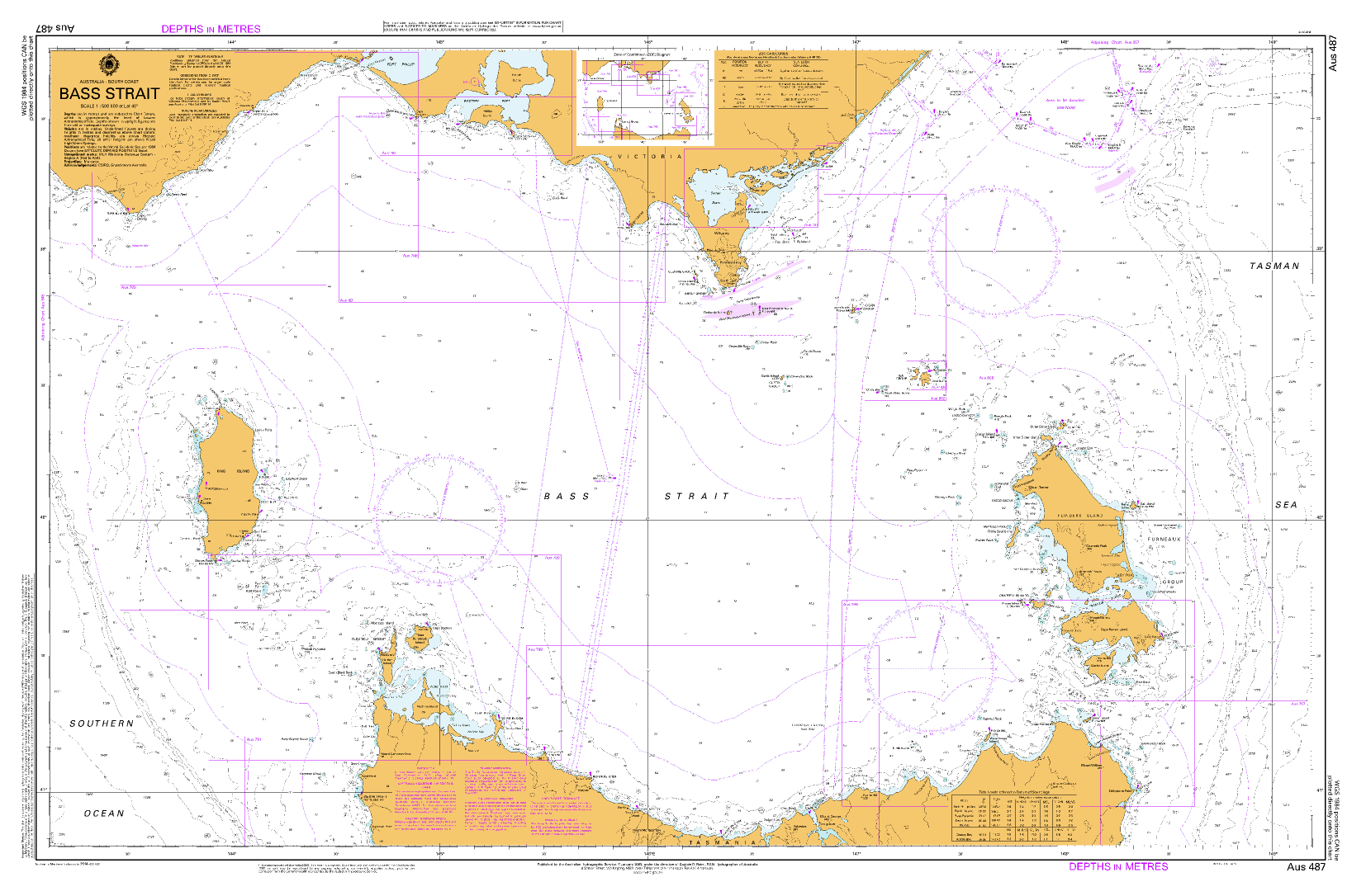 AUS 487 - Australia - South Coast - Bass Strait Nautical Chart