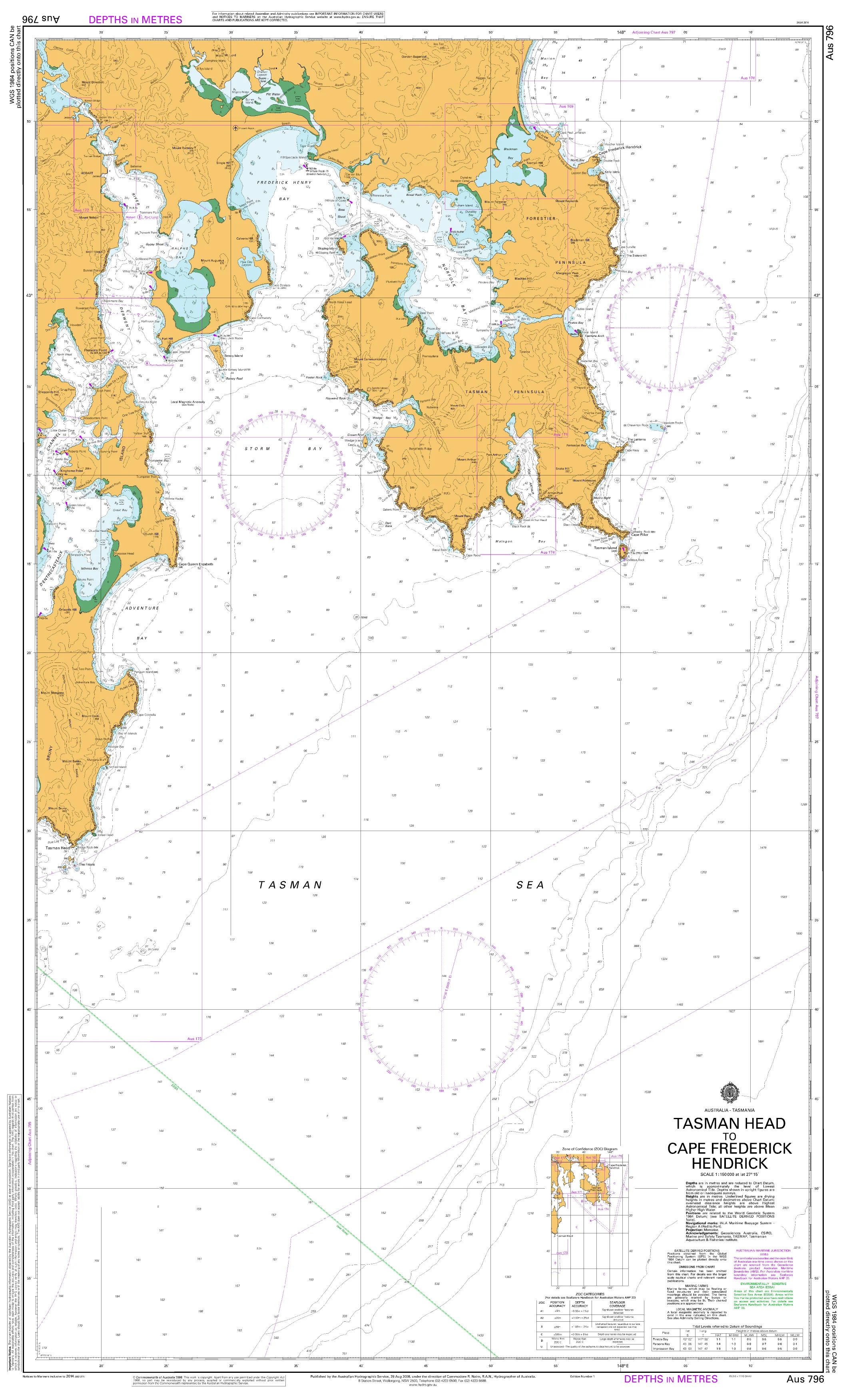 AUS 796 - Tasman Head to Cape Frederick Hendrick Nautical Chart