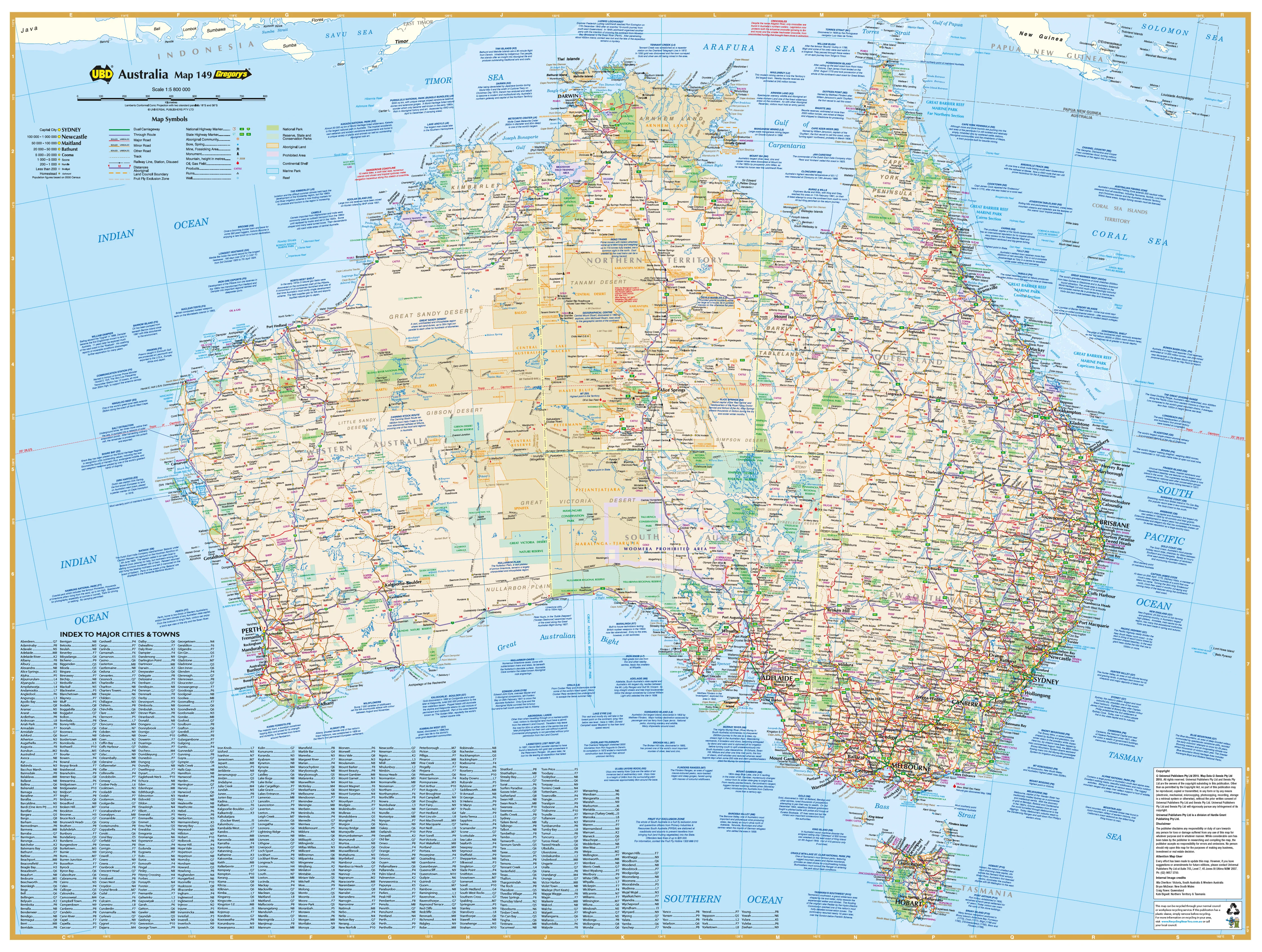 Australia 149 Gregory's Large 920 x 675mm Wall Map