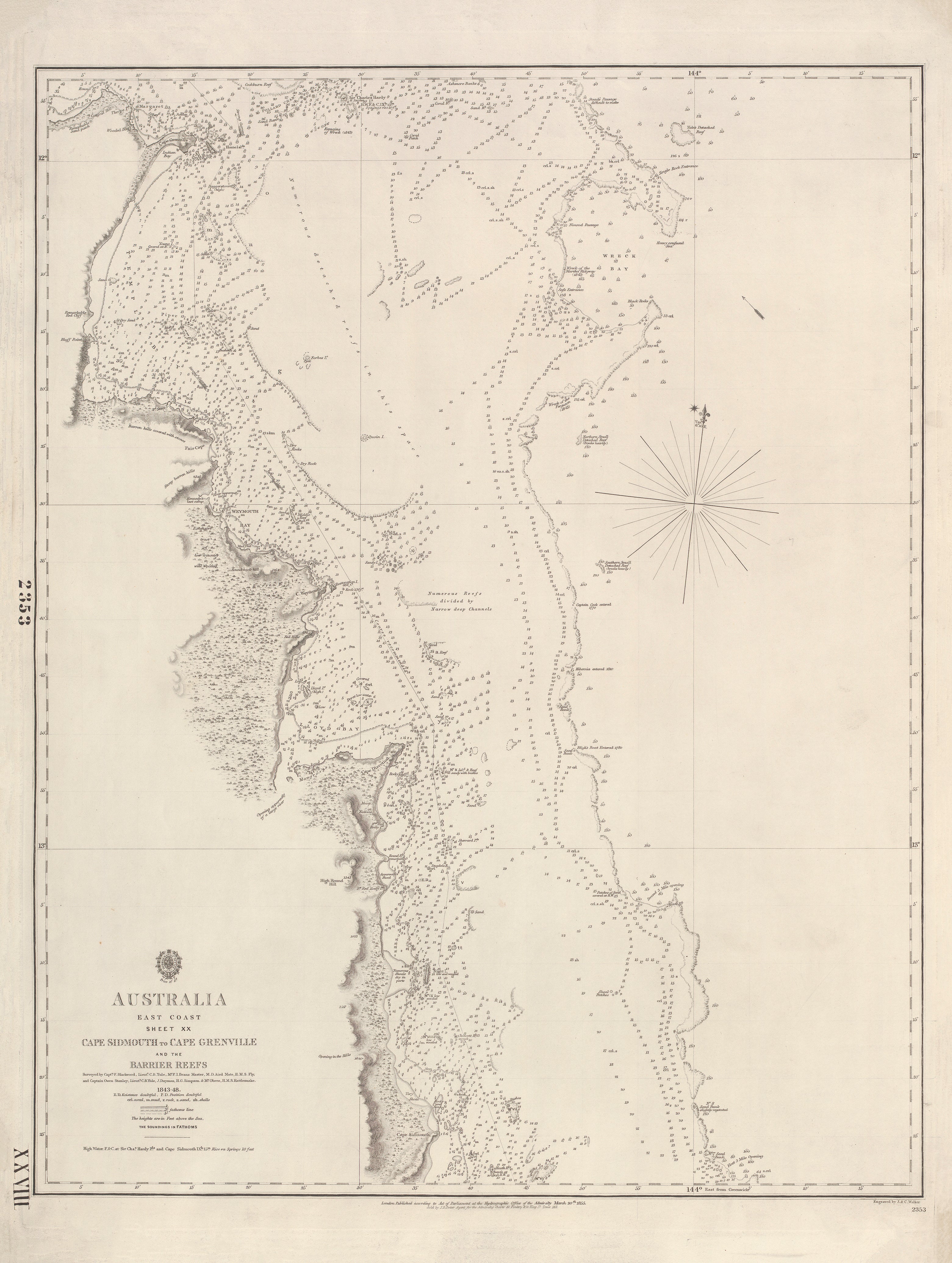 Australia — East Coast, Cape Sidmouth to Cape Grenville & the Barrier Reefs (1843–48)