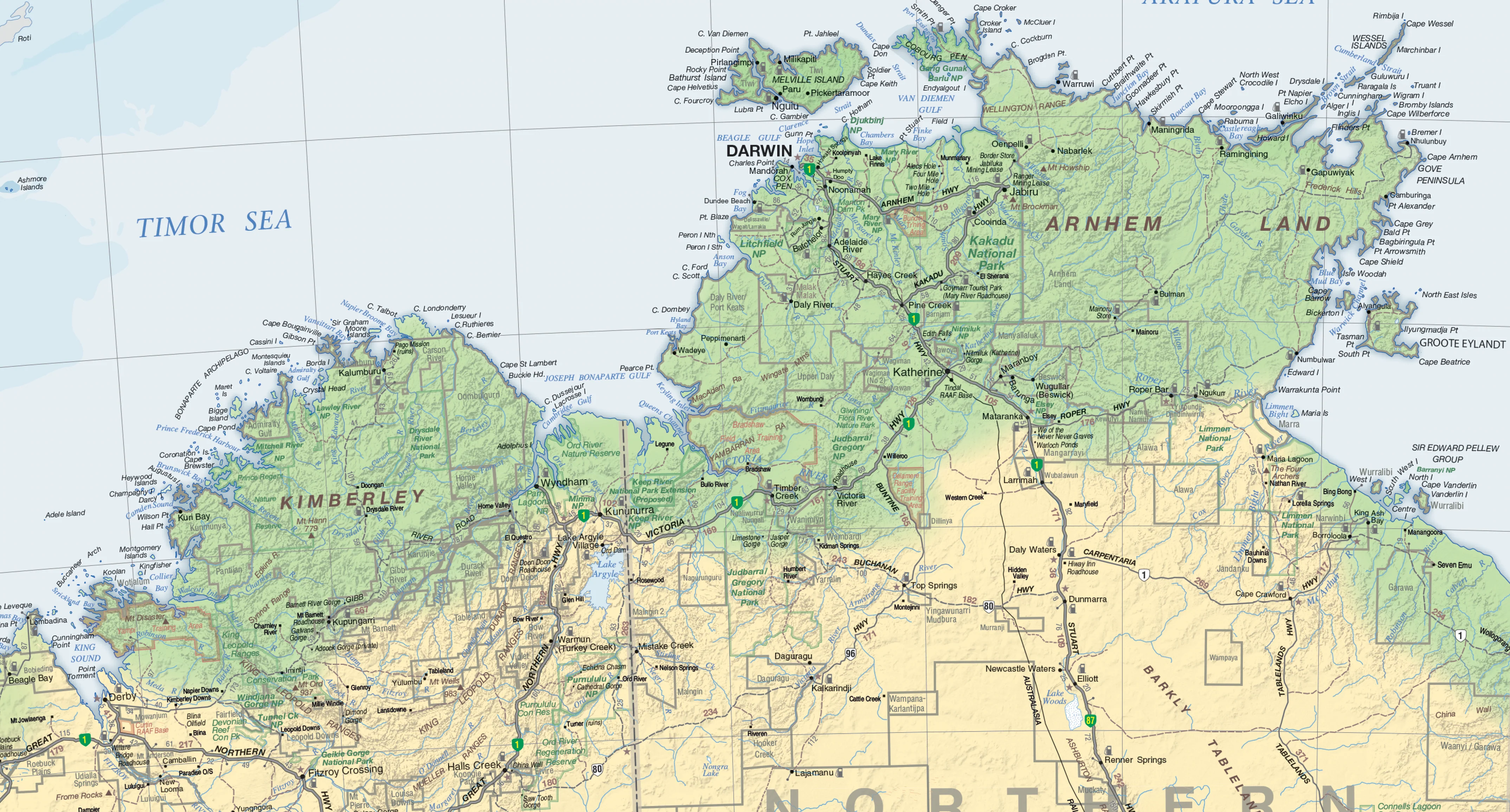 Australia Hema 1370 x 1200mm Road & Terrain Laminated Wall Supermap - Image 3