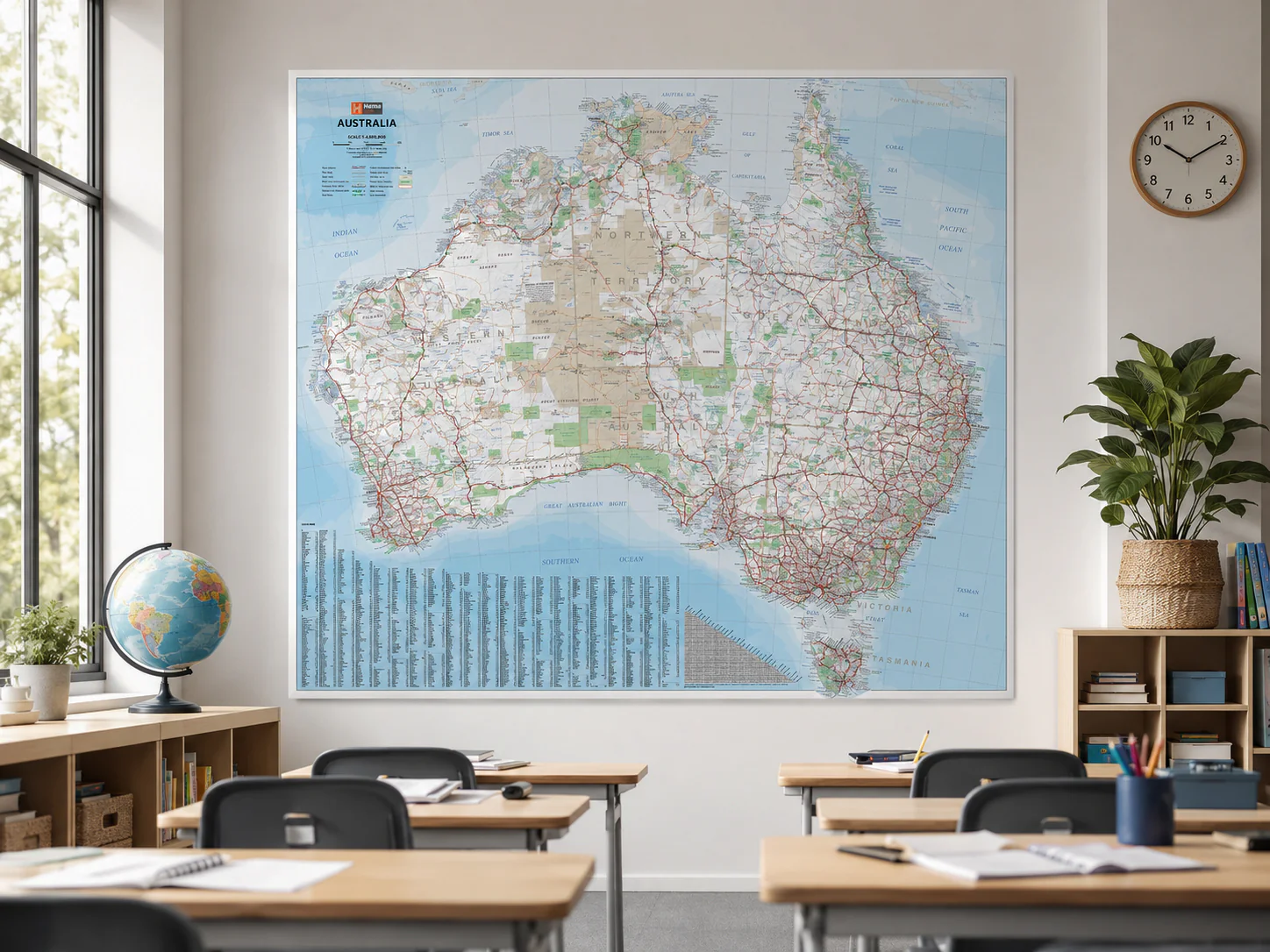 Australia Hema 1386 x 1216 mm Supermap Laminated Wall Map with FREE Map Dots - Image 3