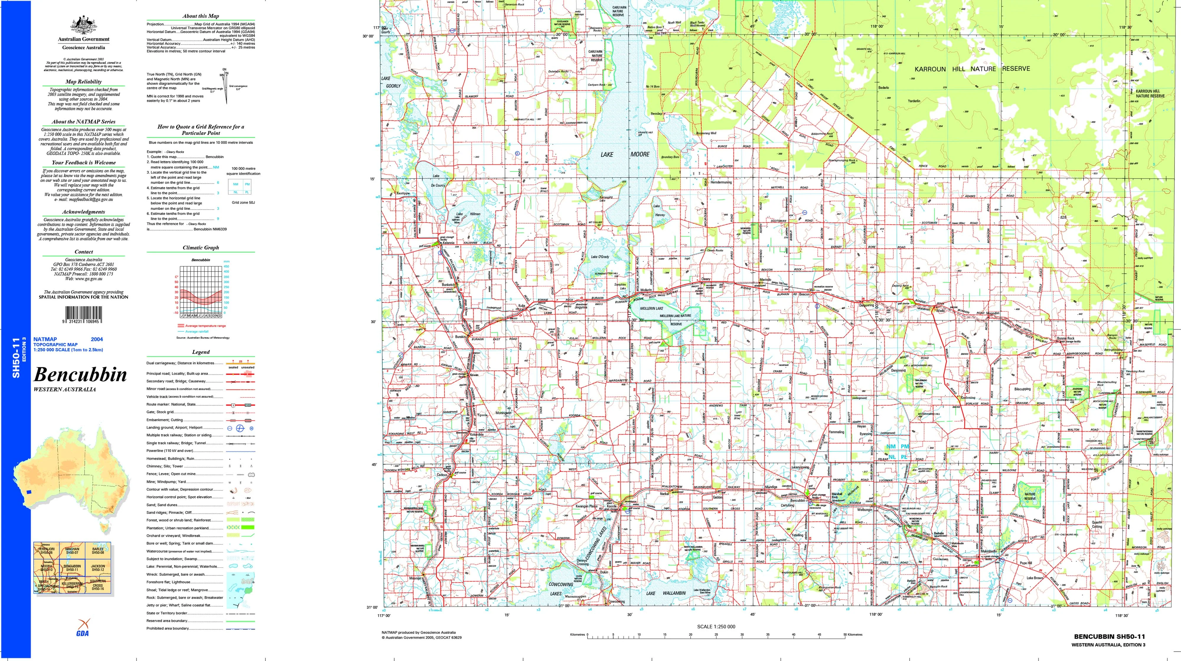 Bencubbin SH50-11 Topographic Map 1:250k