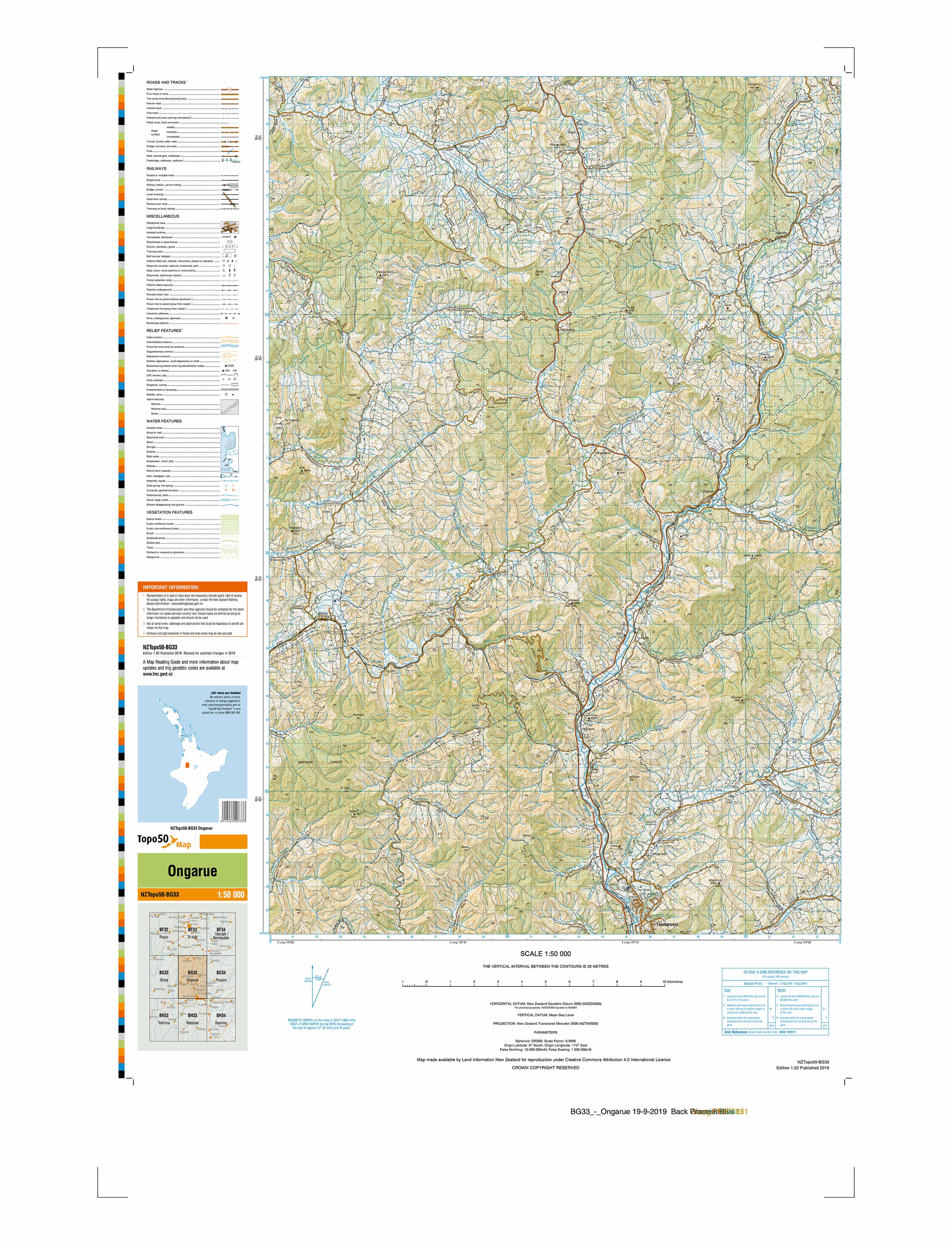BG33 - Ongarue Topo50 map