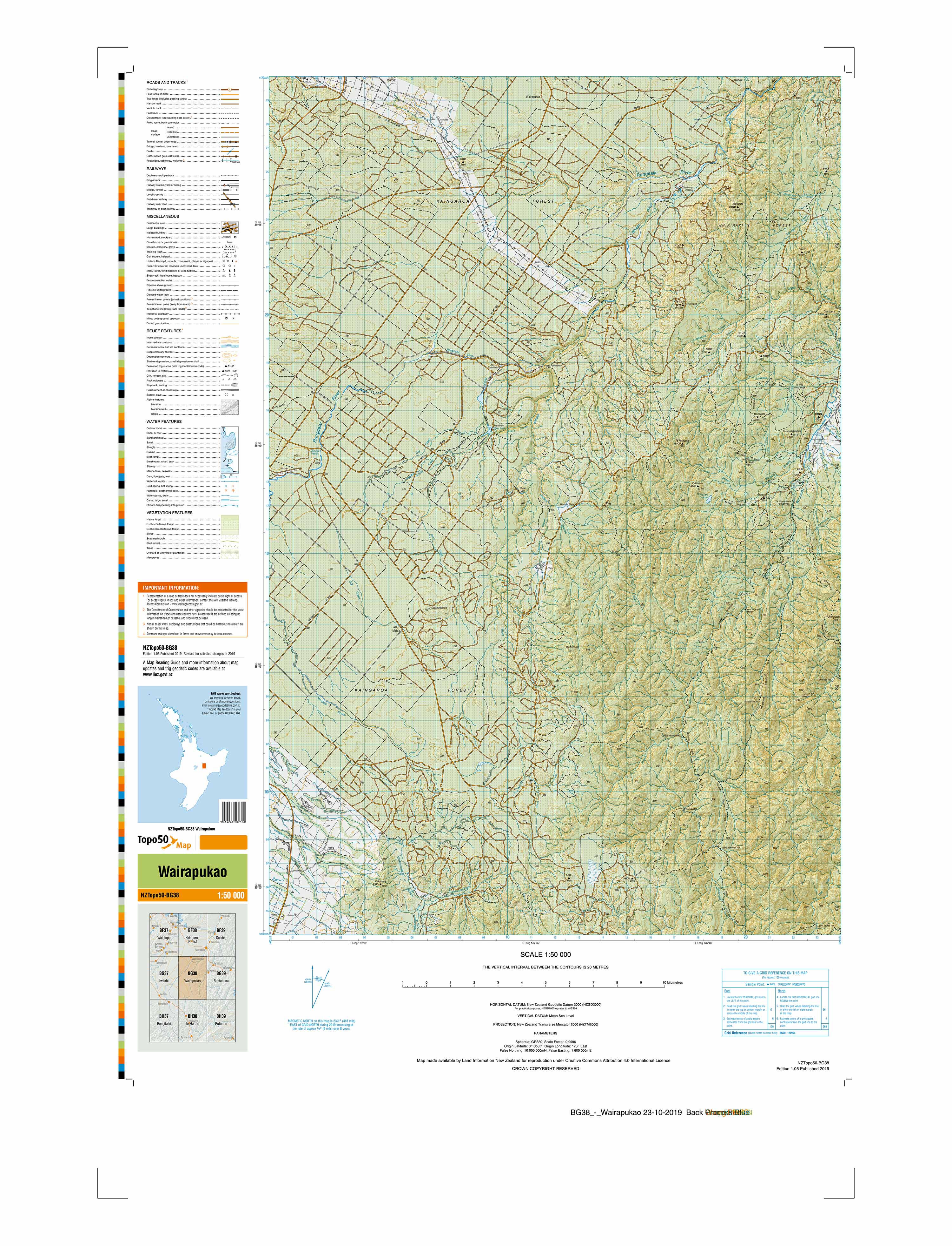 BG38 - Wairapukao Topo50 map