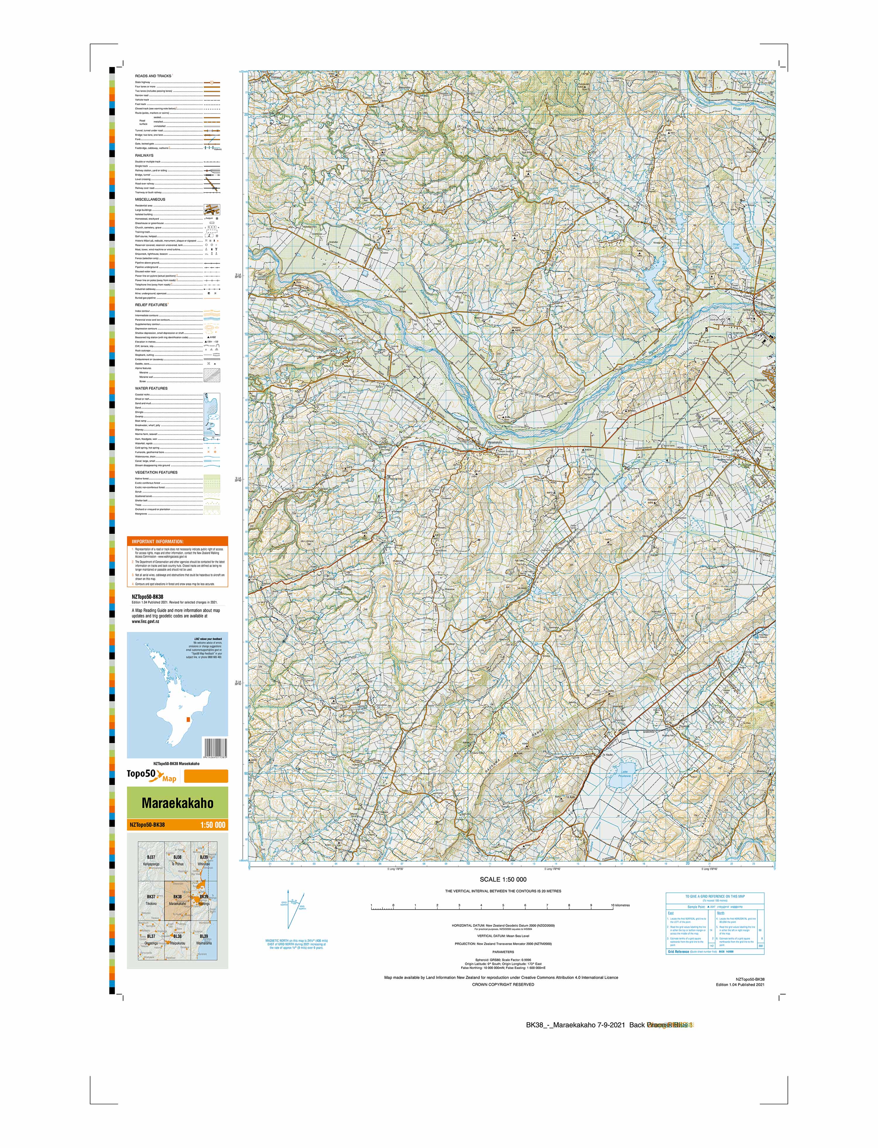 BK38 - Maraekakaho Topo50 map