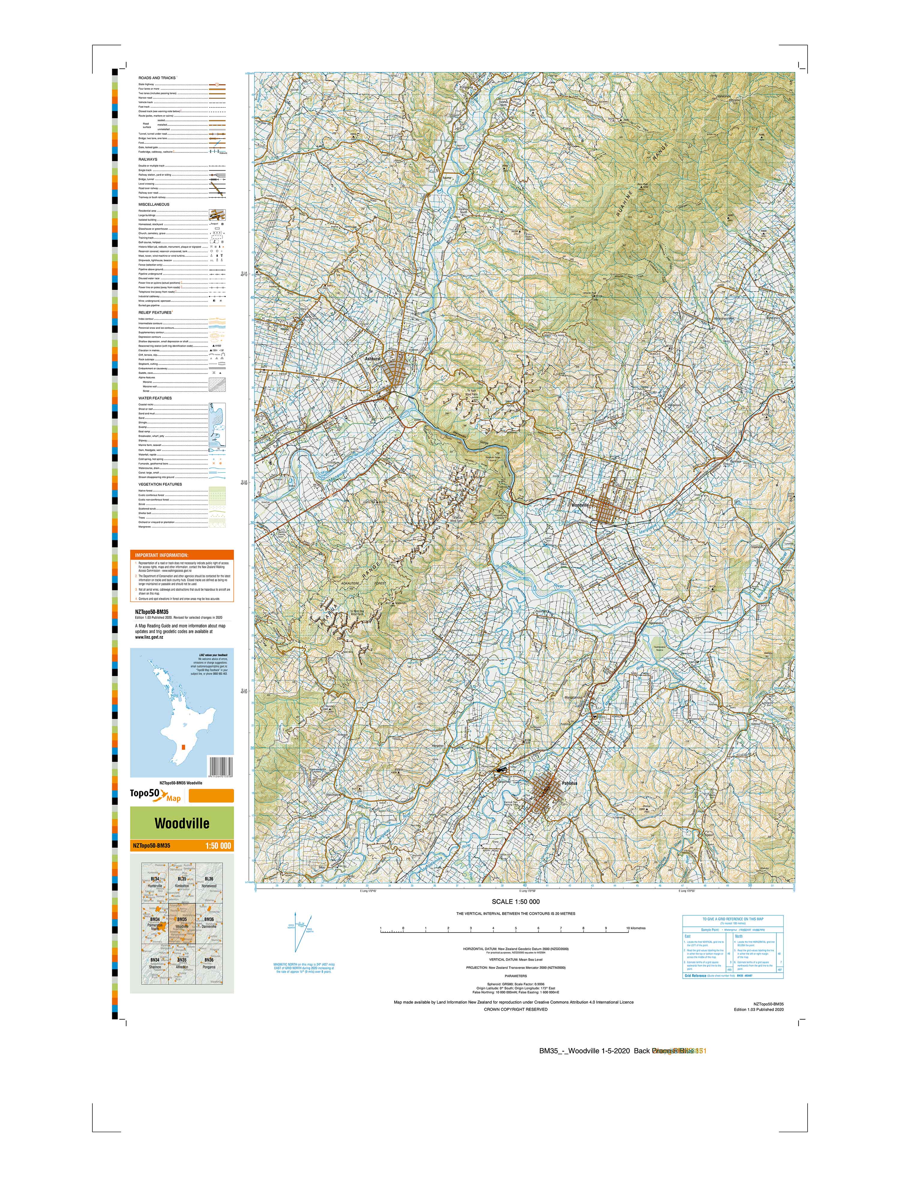 BM35 - Woodville Topo50 map