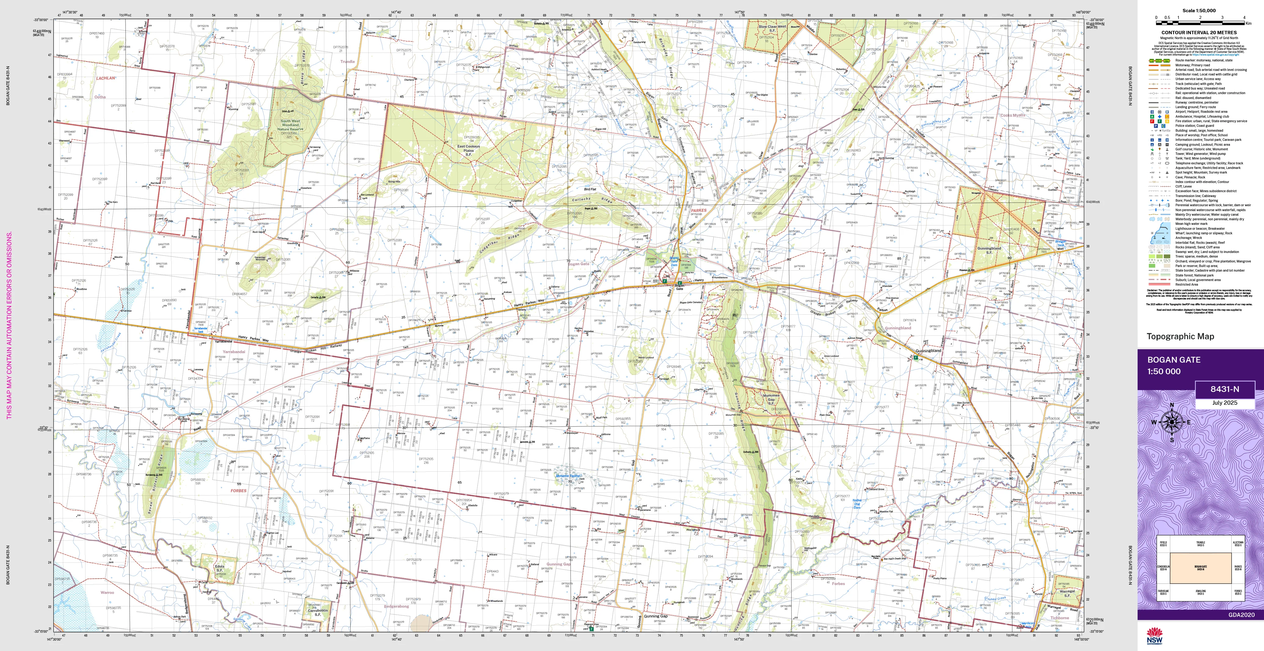 Bogan Gate 8431-N Topographic Map 1:50k