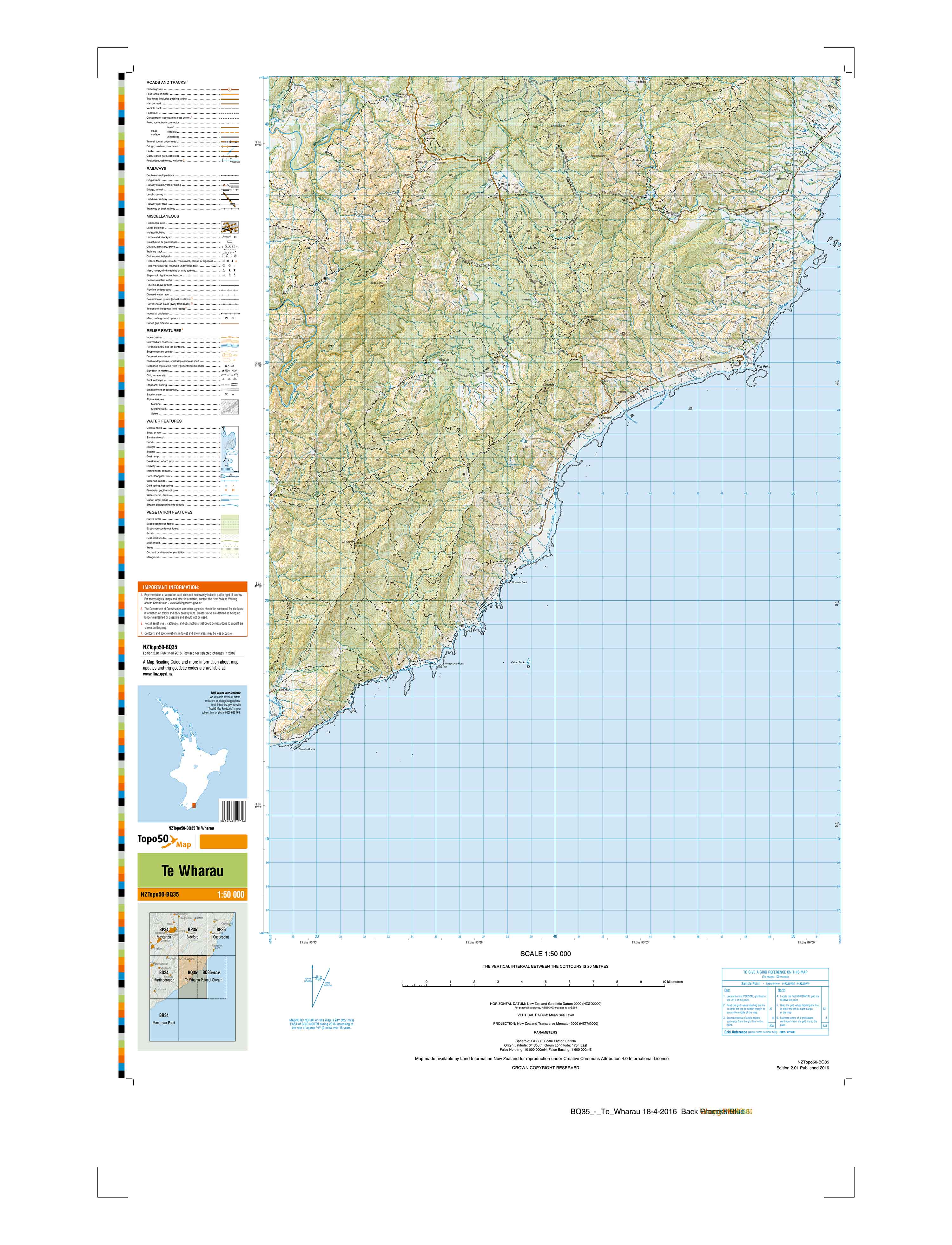 BQ35 - Te Wharau Topo50 map