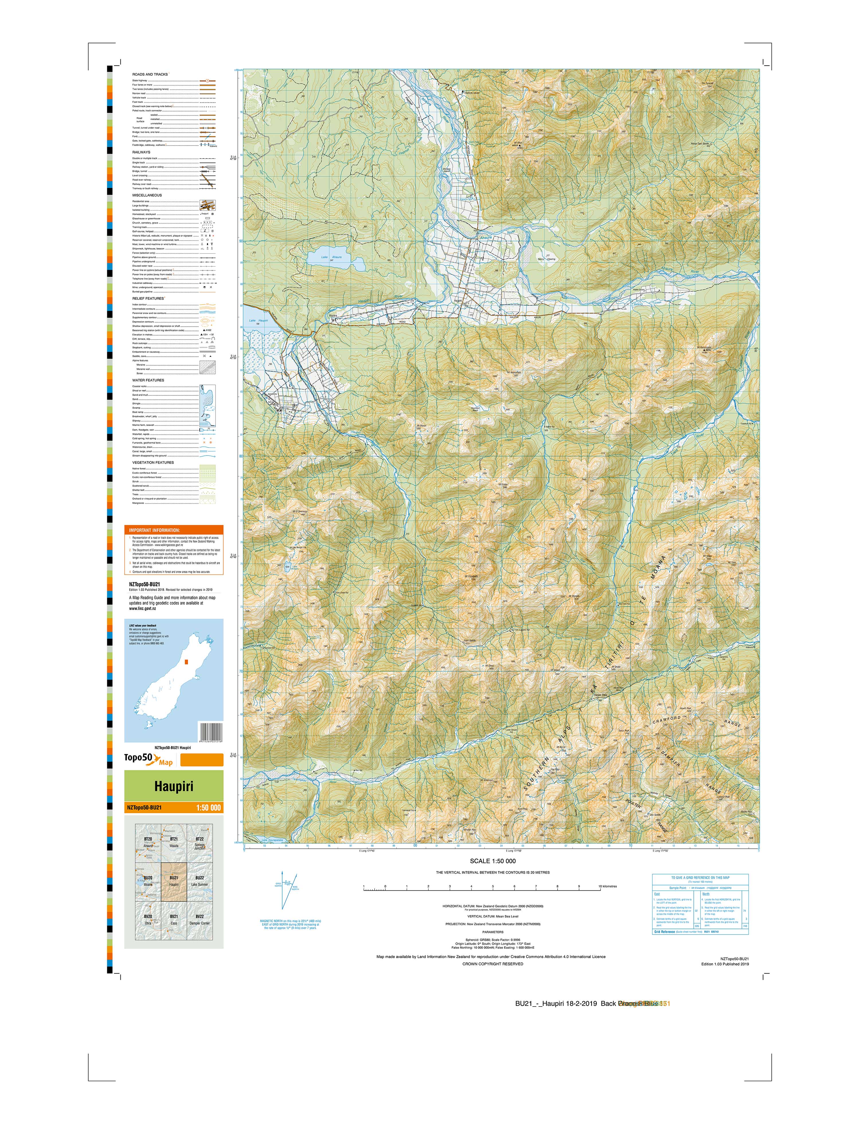 BU21 - Haupiri Topo50 map
