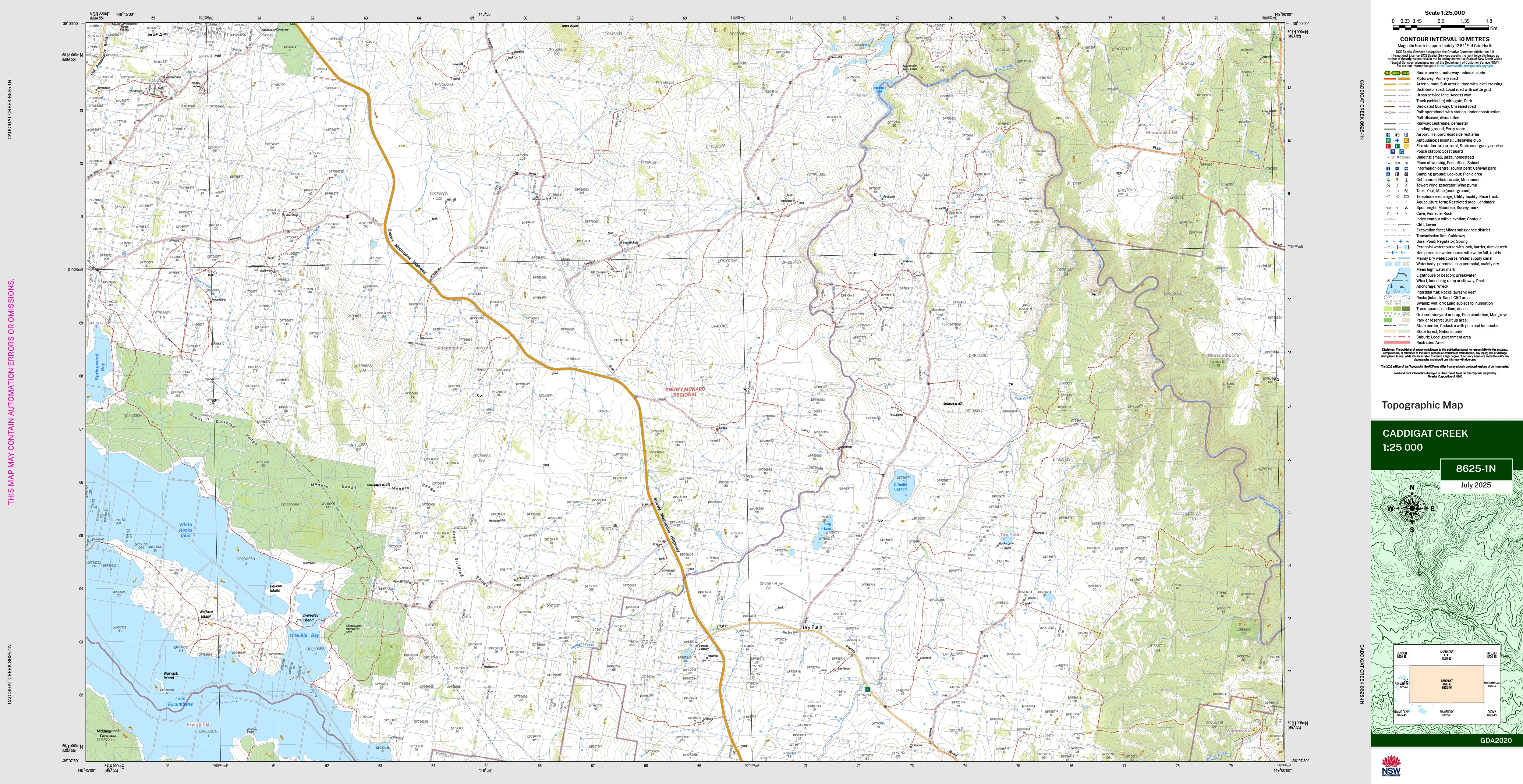 Caddigat Creek 8625-1N Topographic Map 1:25k