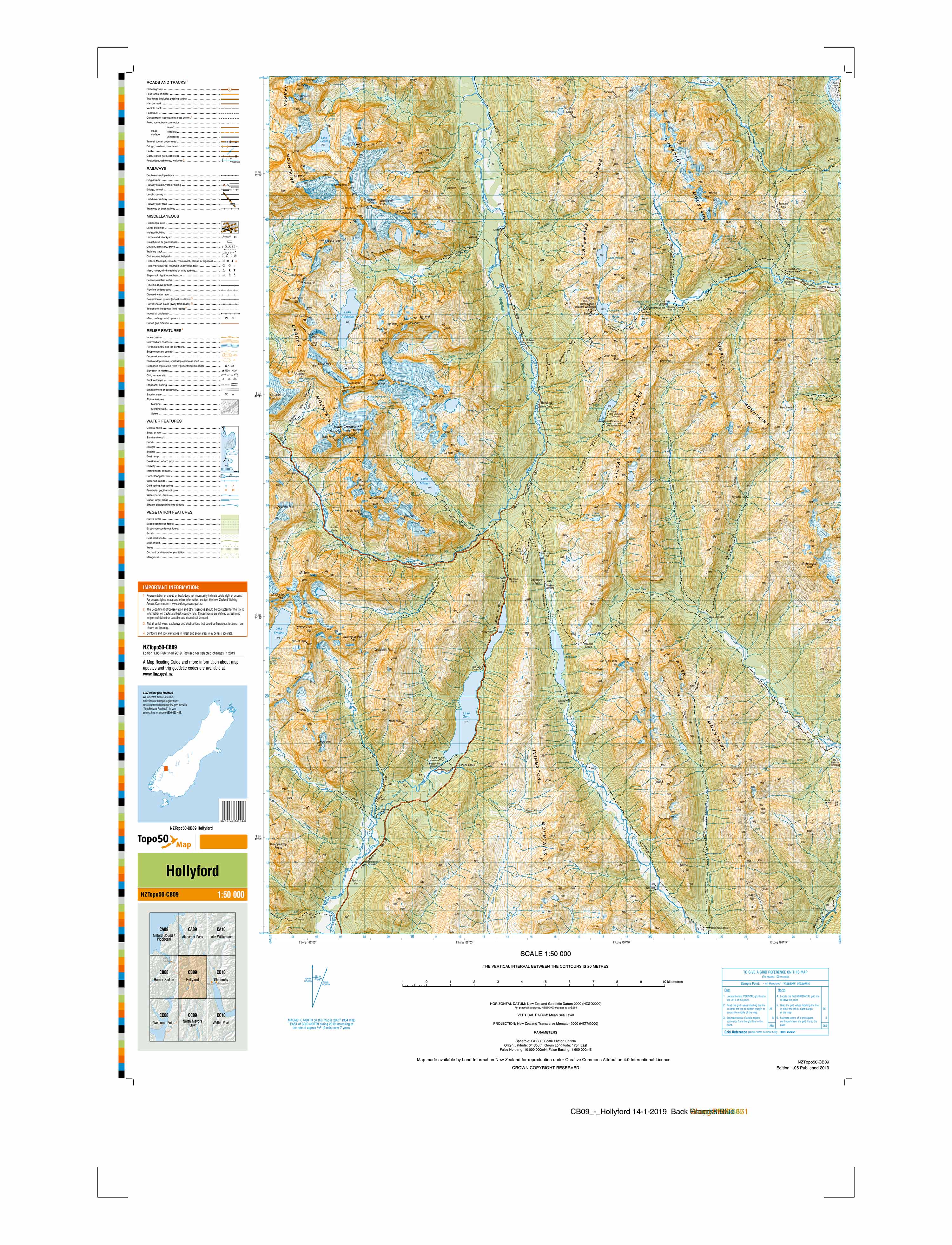 CB09 - Hollyford Topo50 map