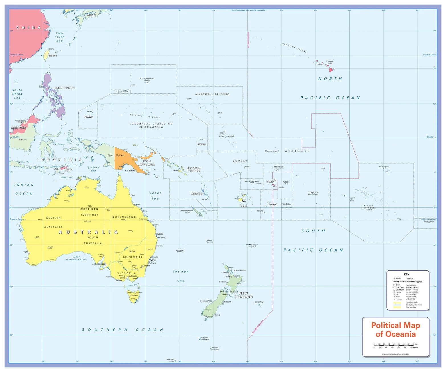 Children's Political Map of Oceania 805 x 668mm