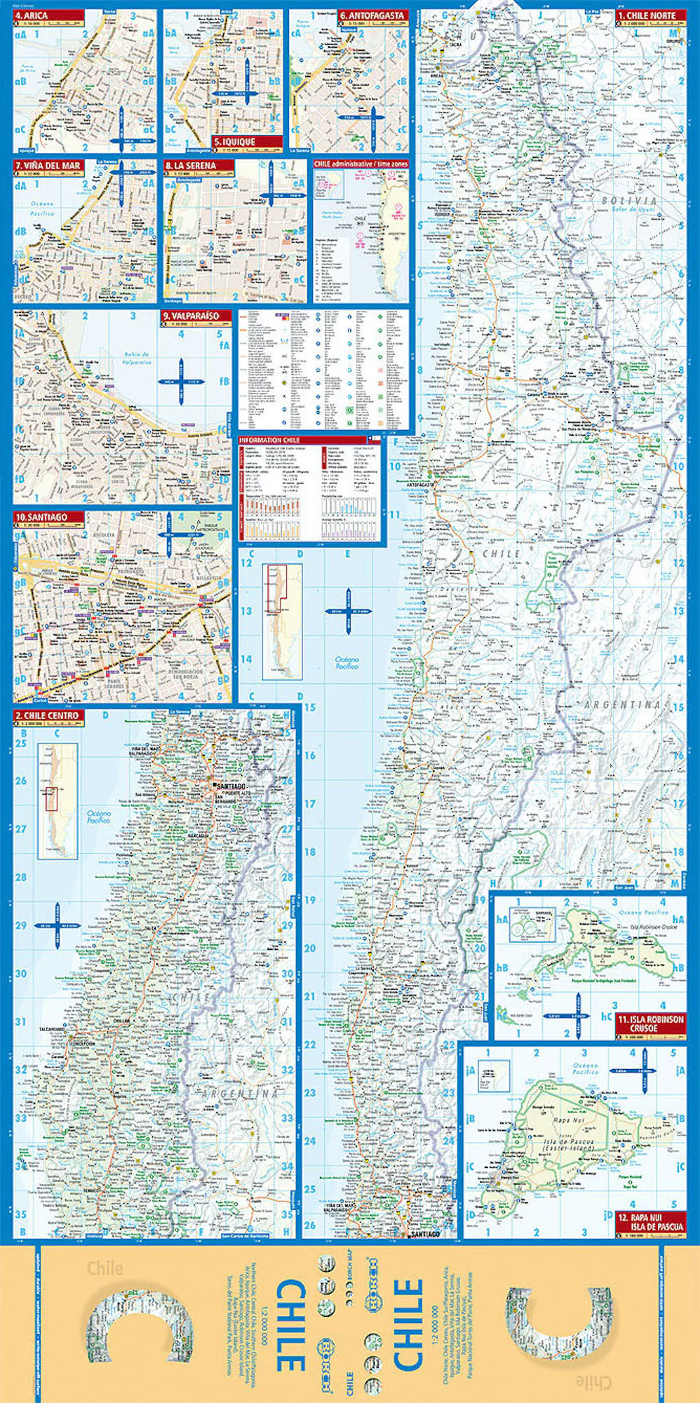Chile Borch Folded Laminated Map - Image 2