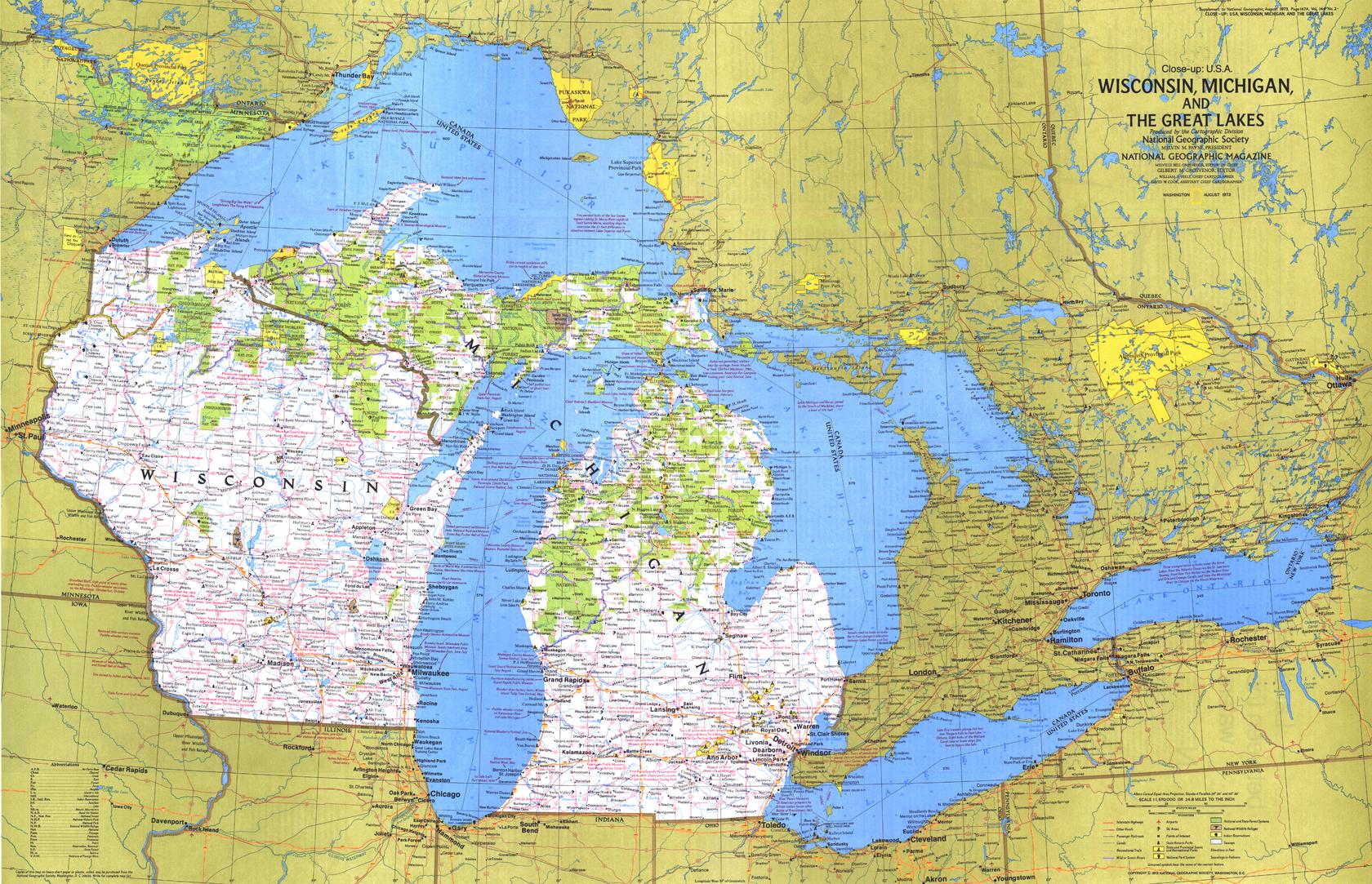Close-up USA, Wisconsin, Michigan, and the Great Lakes - Published 1973 by National Geographic