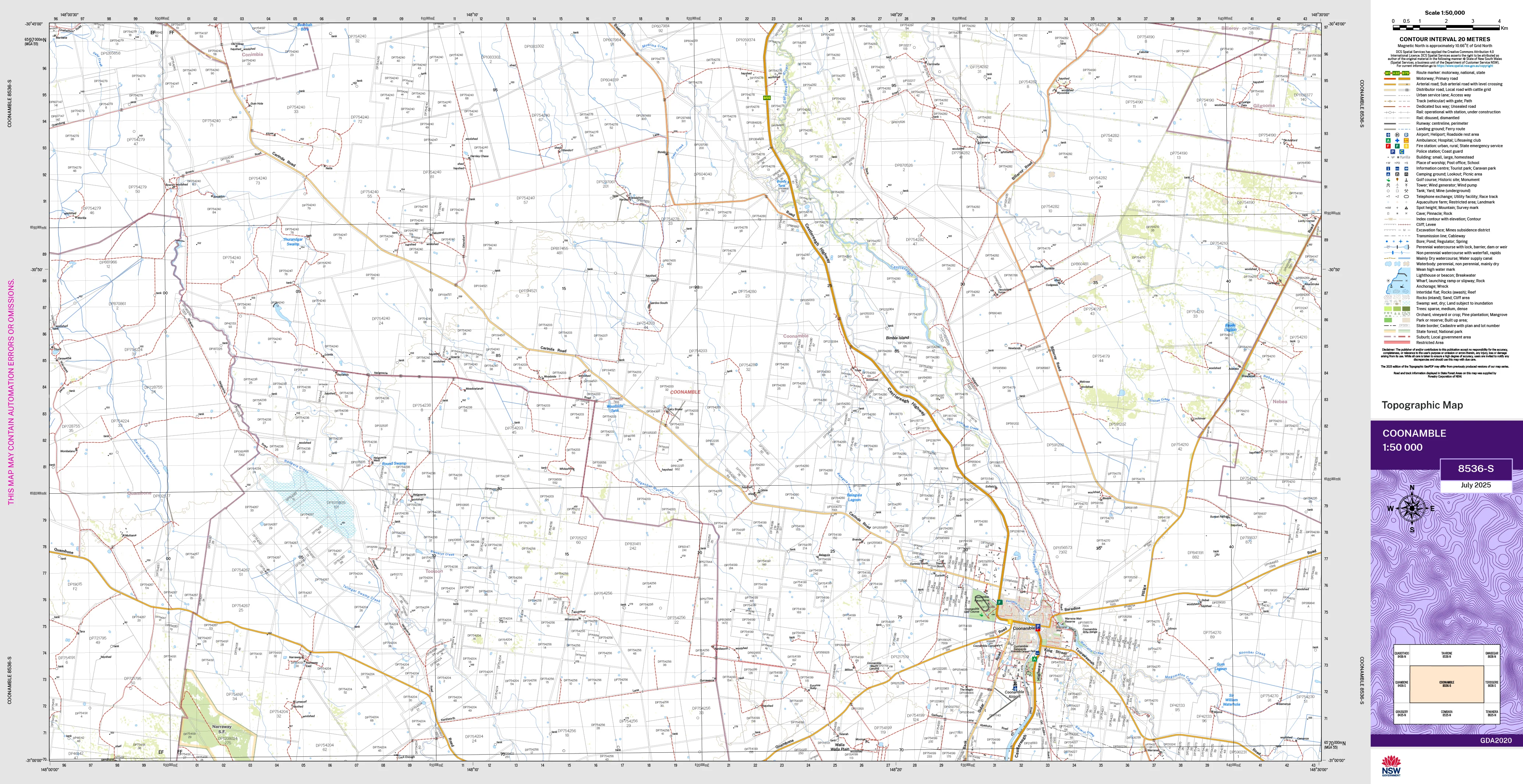 Coonamble 8536-S Topographic Map 1:50k